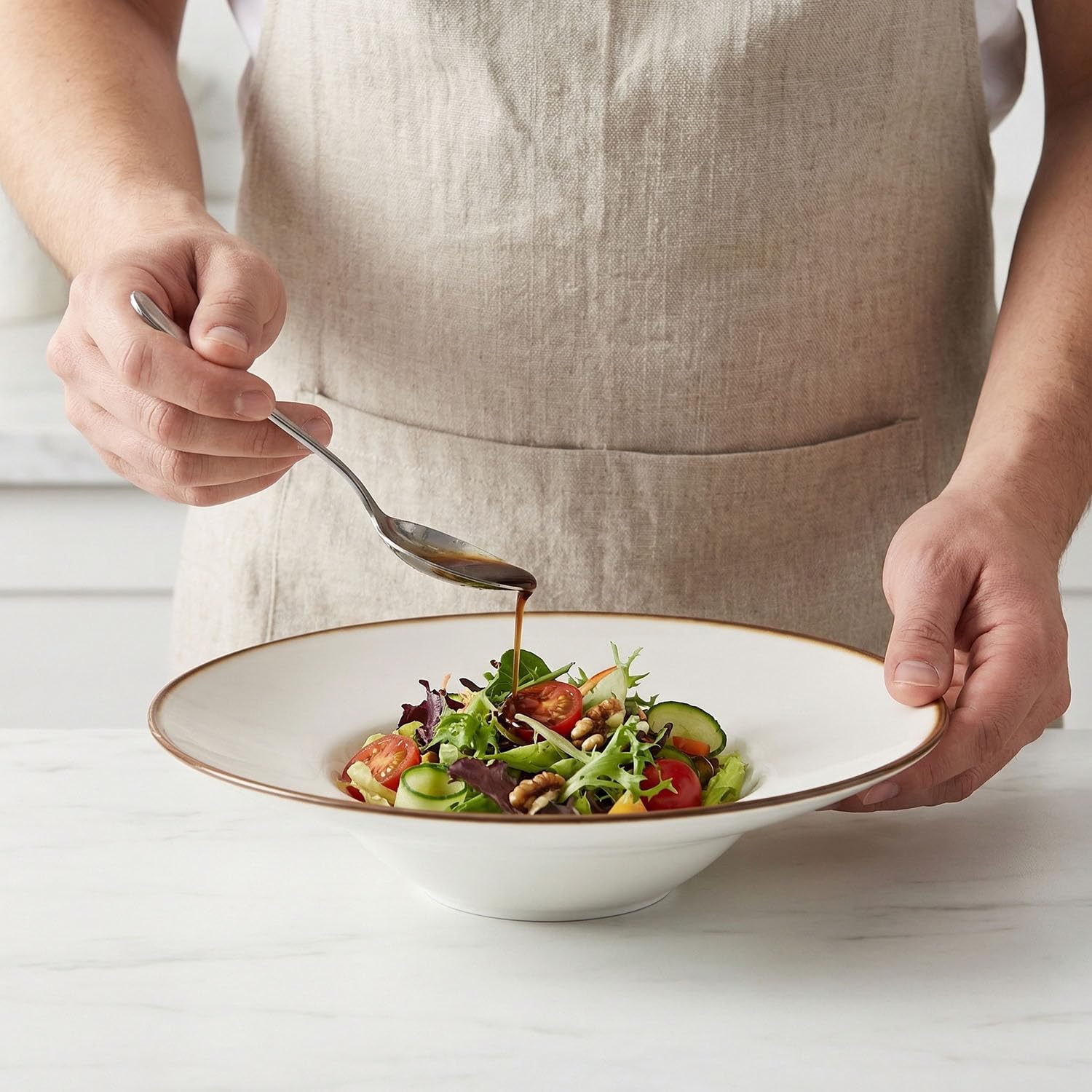 Soup Bowls soup Plate 7 oz Pasta Plate, Set of 4 White Shallow Bowl Plates,Porcelain Rimmed Bowls with Rim, Microwave ovens and refrigerators safe 10.5 Inch