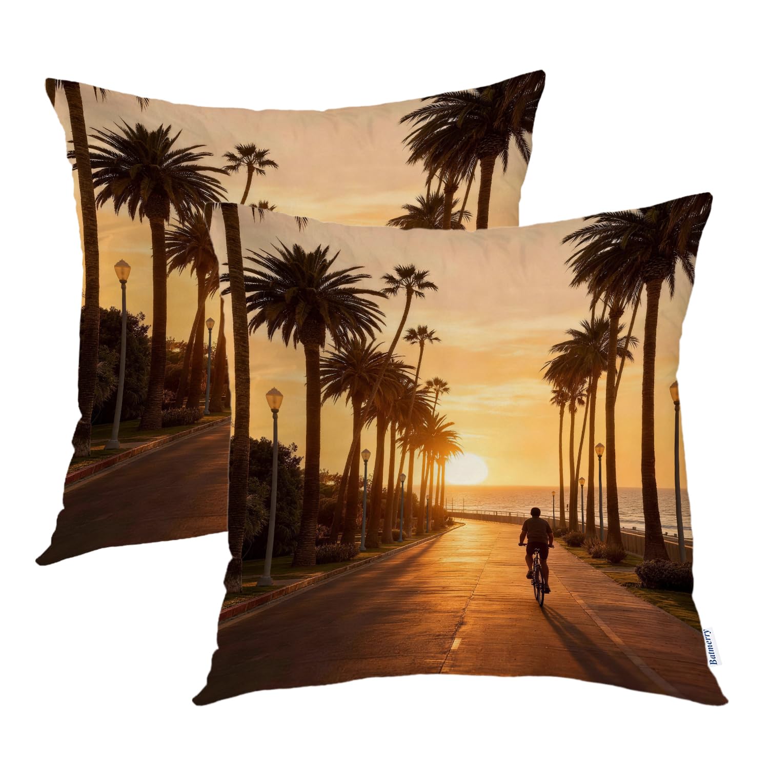 Housse de coussin Los Angeles verte 45x45 cm taie oreiller décorative canapé