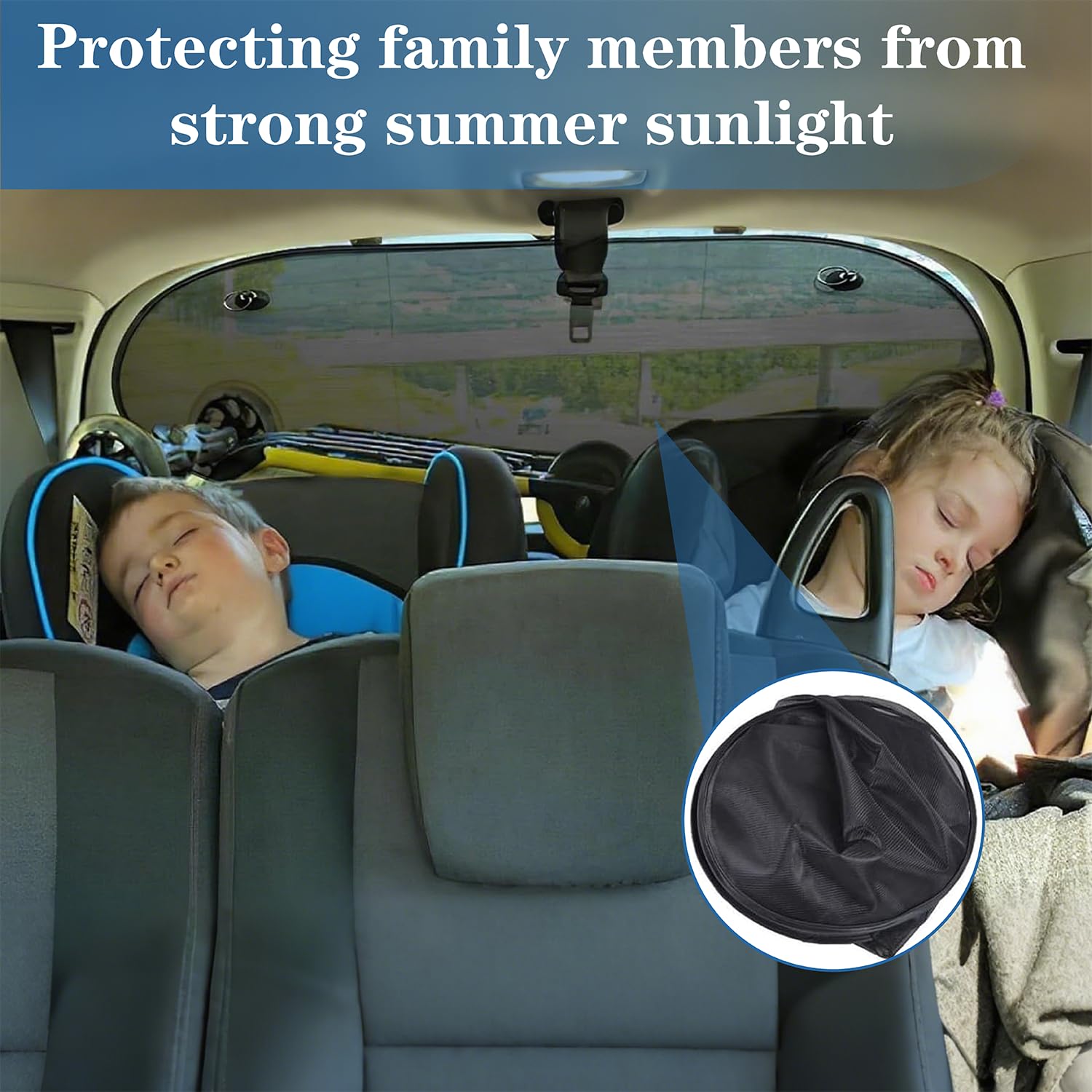 Kit de Parasol para la Ventana Trasera,Parasol de Coche Seguro para Perros y Niños,Ventilado y Transpirable con Protección UV(100 * 50 Negro)