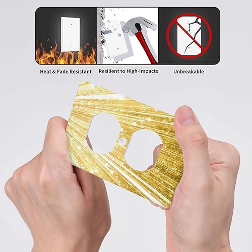 Miniatura 4 de Placas de interruptor de luz dúplex individuales brillantes doradas y cubiertas de enchufe, placa de pared eléctrica decorativa para receptáculo,