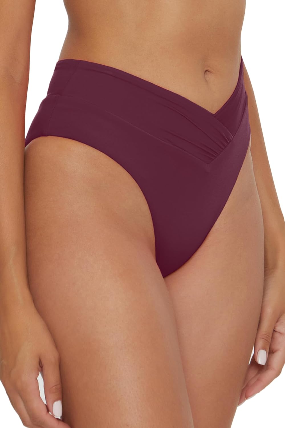 Becca Women's Standard Color Code High Waisted Shirred Bikini Bottom, Cheeky Coverage, Swimwear Separates - Image 2