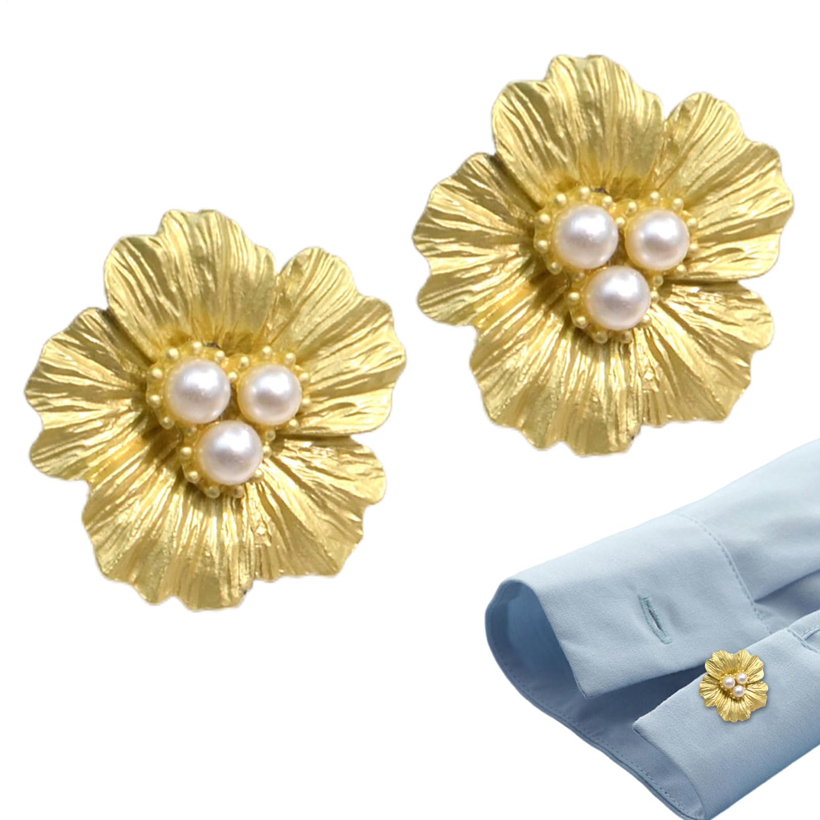 Lot de 2 couvercles de boutons à fleurs en perles pour homme et femme Décoration florale avec perles pour chemisiers, chemises, vêtements élégants