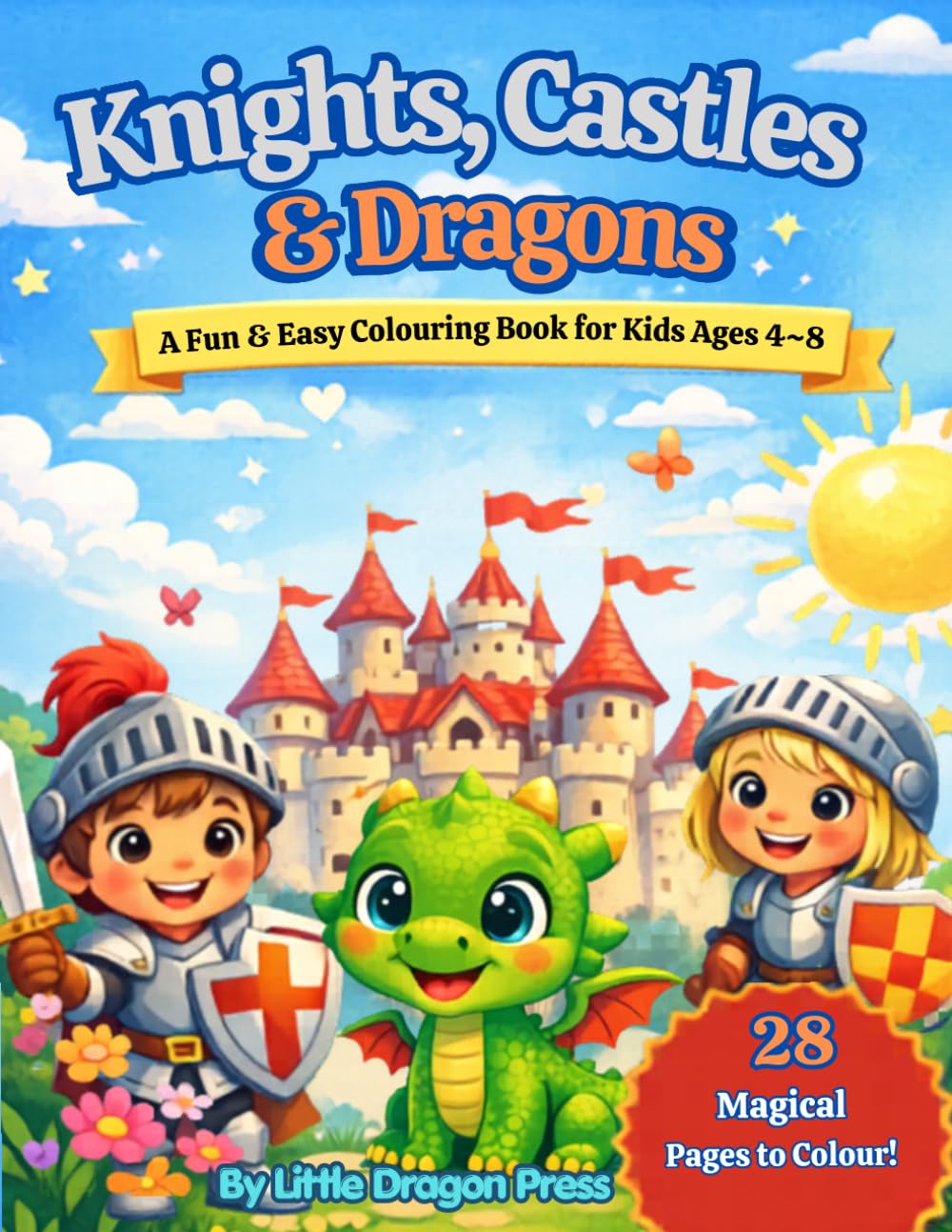 Knights, Castles & Dragons: A Fun & Easy Colouring Book for Kids aged 4-8