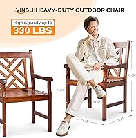 Vista 3 de VINGLI Sillas de comedor al aire libre, sillas de patio de madera resistente de 330 libras con respaldo cómodo, sillas de comedor de madera maciza