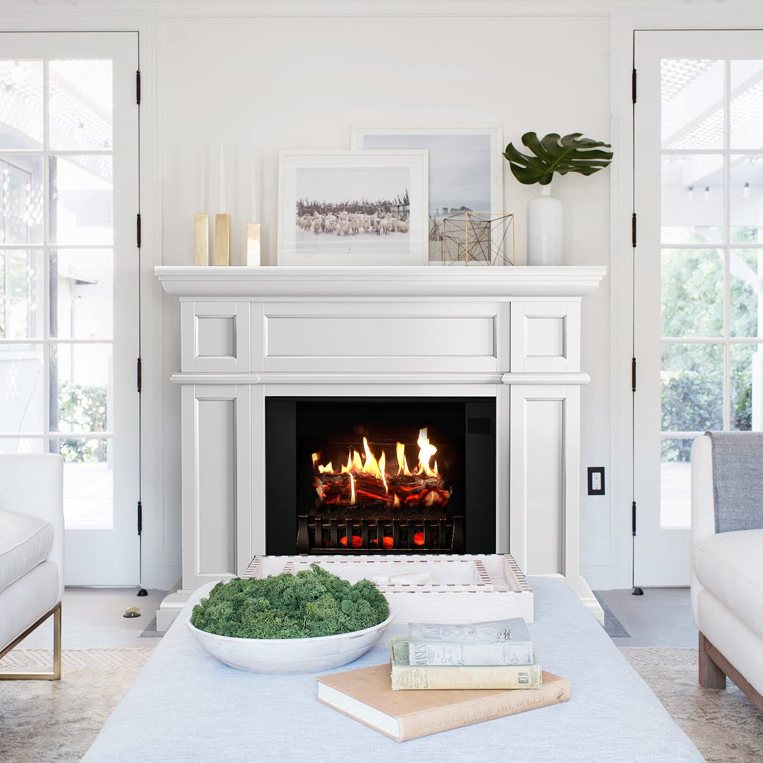 Amazon.com: MagikFlame Electric Fireplace with Mantel - Artemis White - 30  Flames, Large, Freestanding, 5,200 BTU Heater, Crackling Log Sound,  Bluetooth, App - New Home Design, Remodels, Family Atmosphere : Home u0026  Kitchen