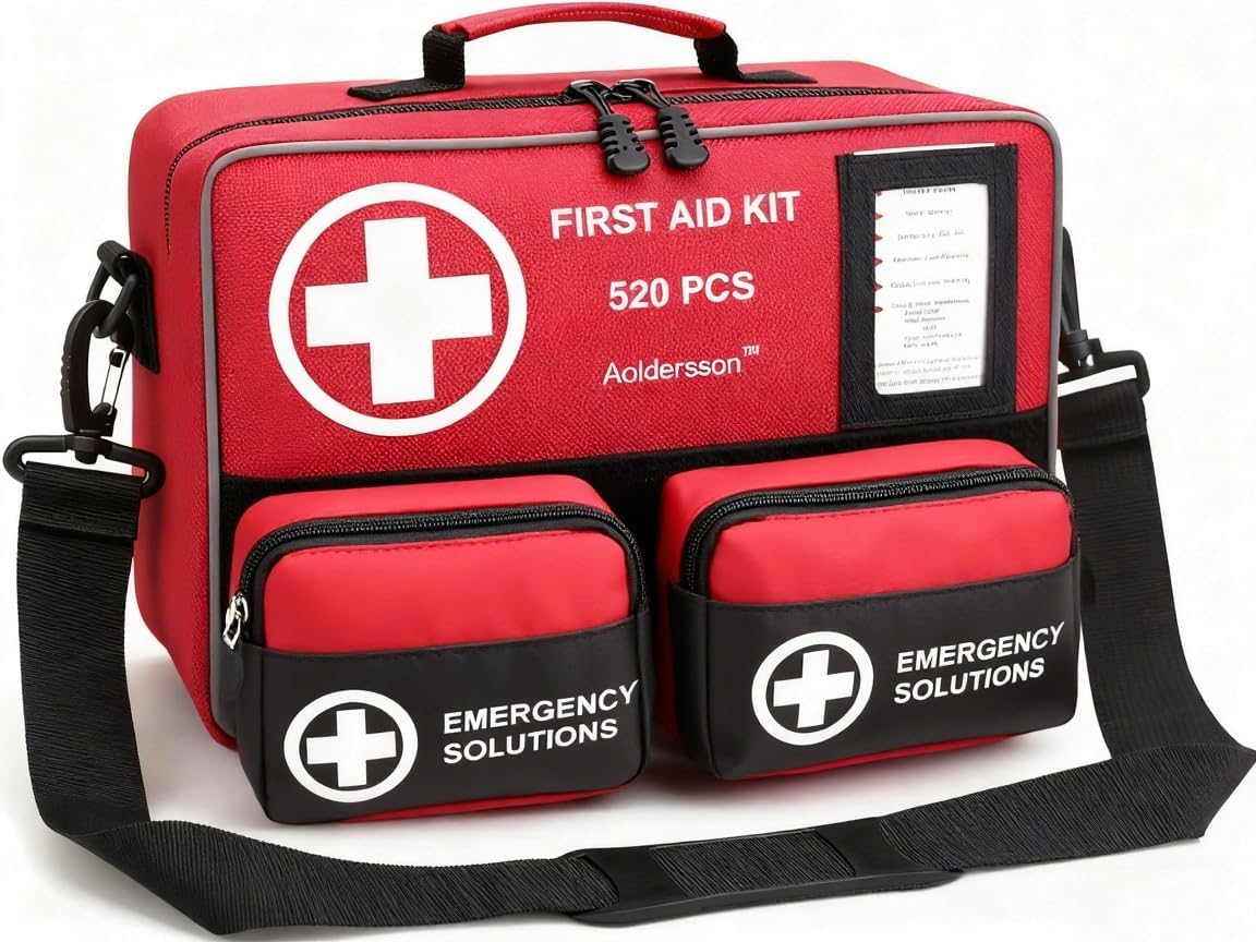 520 Piece Large First Aid Kit – Emergency Survival Kit for Car, Home, Camping, and Travel – Compact Medical Kit for Roadside Emergencies, Outdoor Adventures, and Everyday Safety