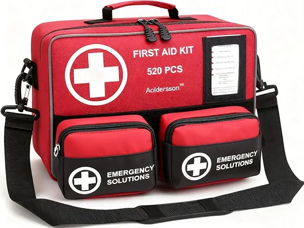Aoldersson 520 Piece Large First Aid Kit – Emergency Survival Kit for Car, Home, Camping, and Travel – Compact Medical Kit for Roadside Emergencies, Outdoor Adventures, and Everyday Safety