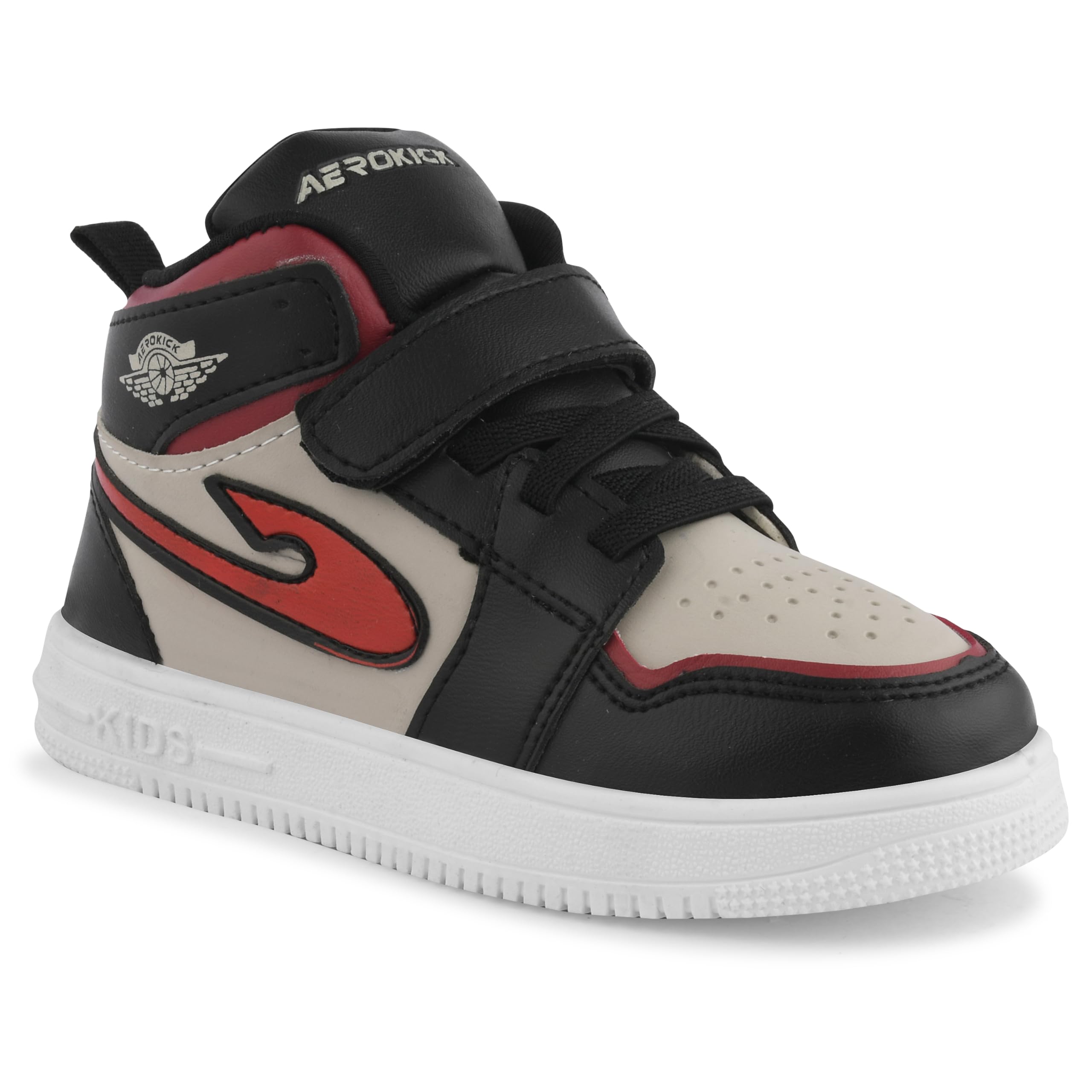 Aerokick Boys Casual Shoes, Sneaker with Hi-Neck, Lace-Up Shoes for Kids (Black-Red) (B0D927CDW3) Amazon Price History, Amazon Price Tracker