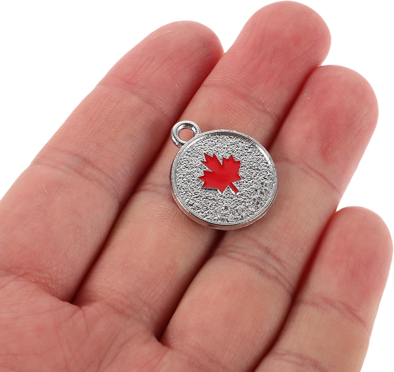 25pcs Canada Flag Bracelet Charms Maple Leaf Key Ring Pendants for DIY Crafts Canada Day Party Decorations and Present Exchange
