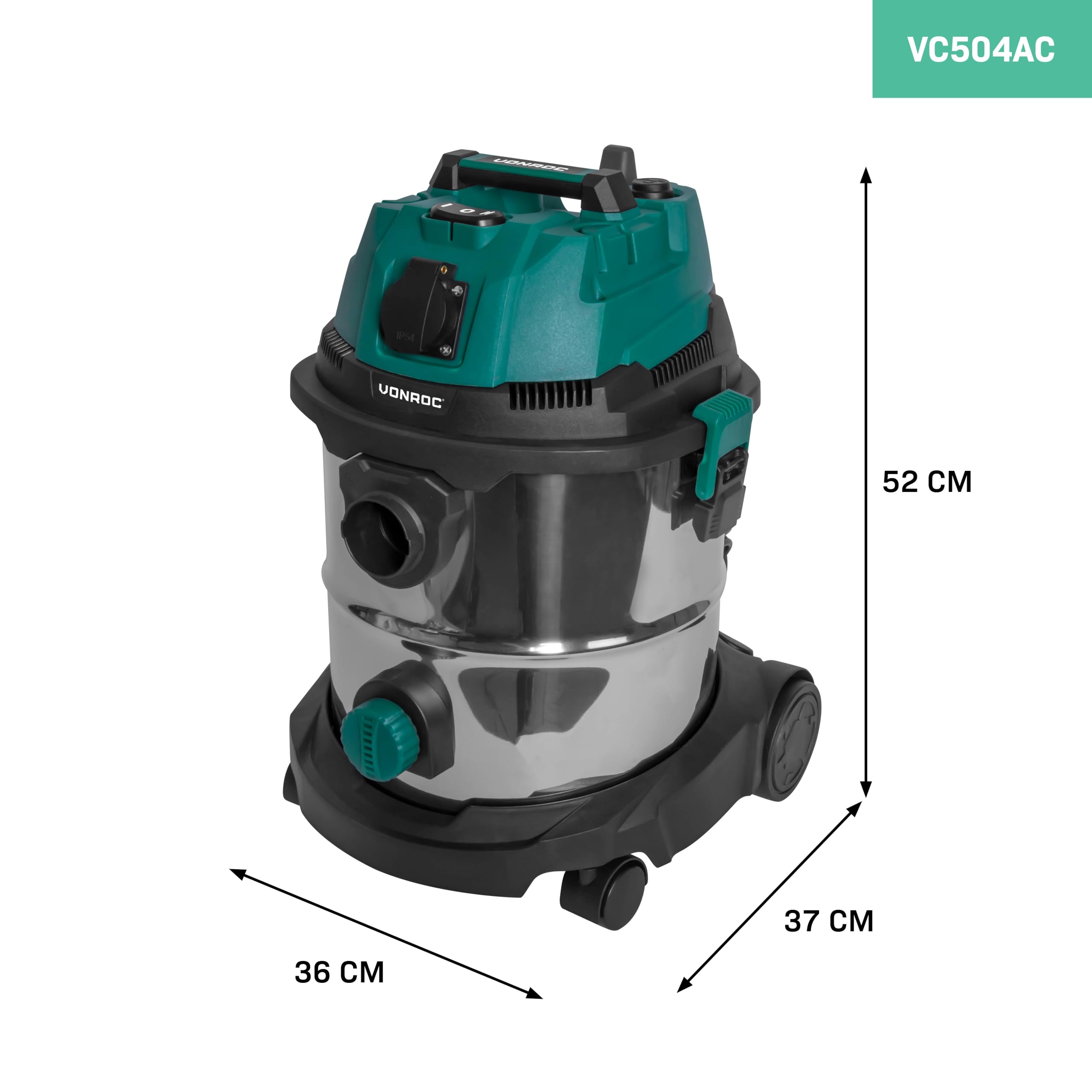VONROC Aspirateur Eau et Poussière 1400W – Cuve INOX 20L – Fonction Soufflage & Prise Auto-Start 2000W – Filtre HEPA & Éponge – Accessoires Inclus – pour Atelier, Garage, Voiture