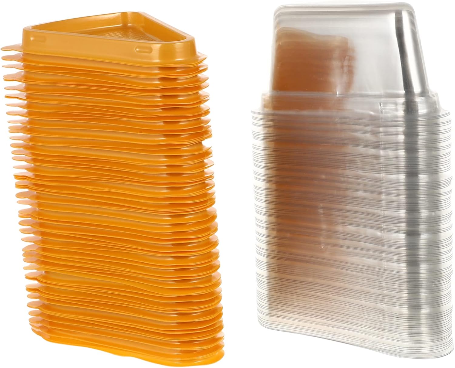 Zerodeko 100pcs Transparent Triangle Cake Boxes for Mousse and Cheesecake Elegant Single Cupcake Container for Parties and Treats Simple Design Convenient Buckle Closure