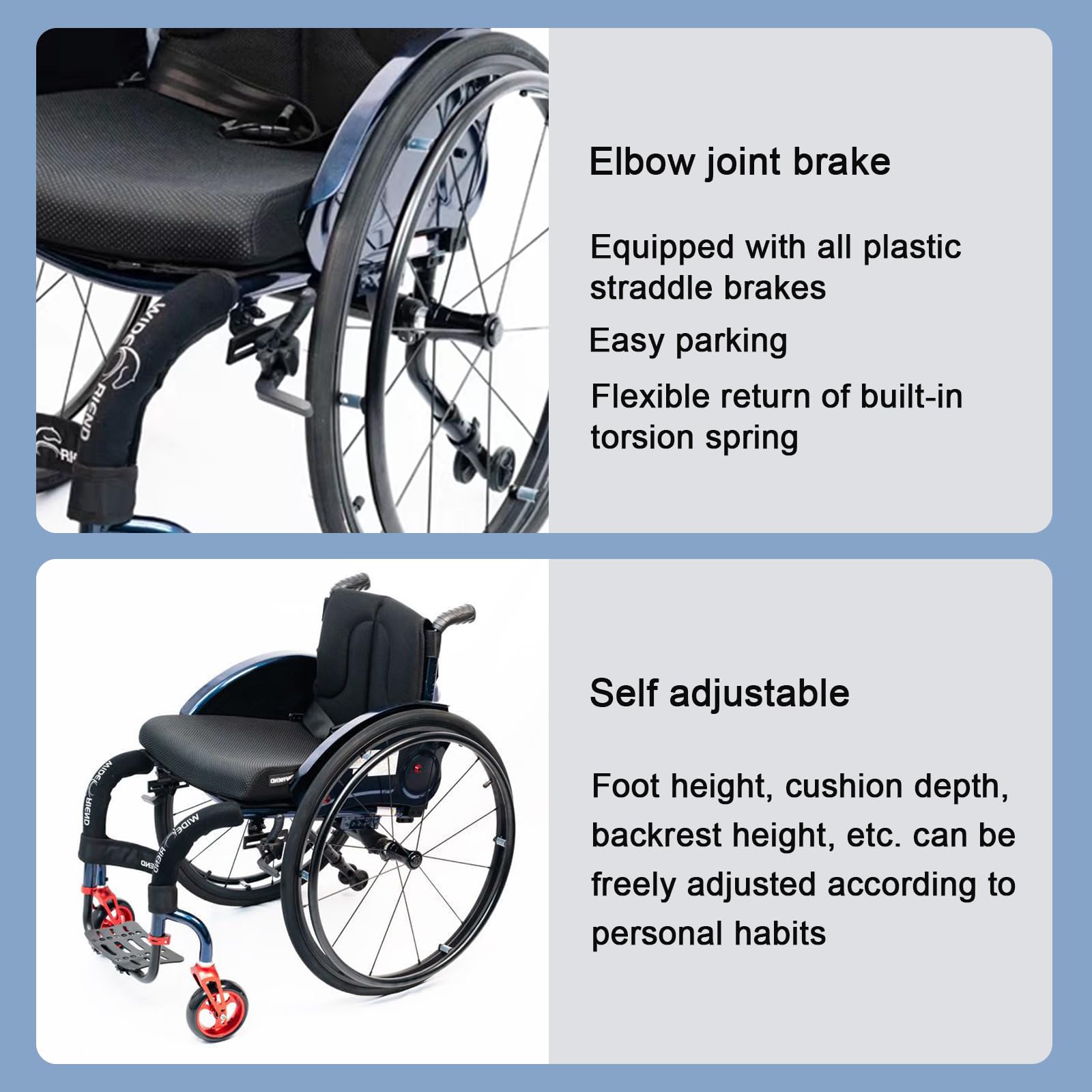 Silla De Ruedas,Tipo Deportivo Sillas De Ruedas 9.8Kg Portátil Plegable Ergonómico Avanzado,Silla de Ruedas de Aluminio para Viajes, Silla de Ruedas de tránsito(Seat Width 38cm)