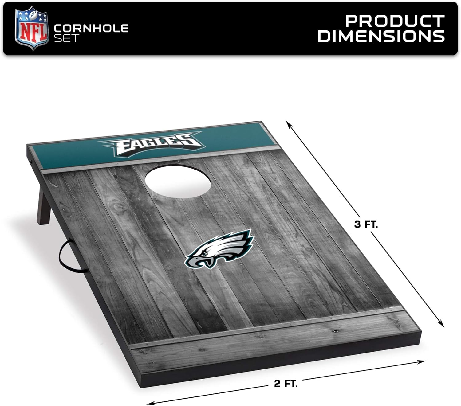 Wild Sports 2'x3' MDF Wood NFL Philadelphia Eagles Cornhole Set - Grey Wood Design : Sports & Outdoors