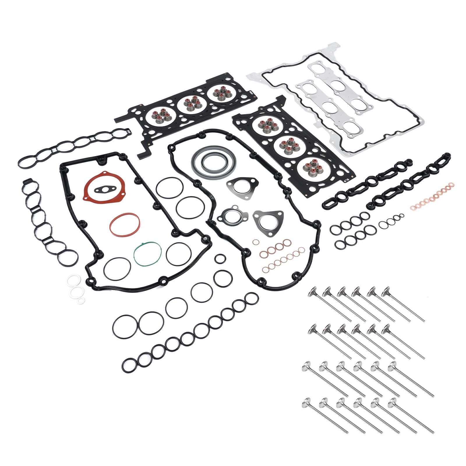 Juego de Juntas de Culata+Válvula de entrada y salida Compatible con RAM 1500 DS 300C Gra-nd Cher0kee 3.0 CRD 51046000 10205300 10205400 68147269AA 68147265AA