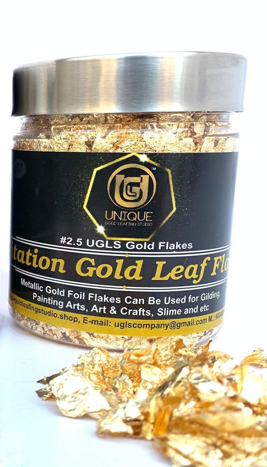 Kreative Kraft Gold Leaf Schabin Flakes – Metallic Foil Flakes for Gilding, Painting, Crafts, Nails & DIY Projects-image-5