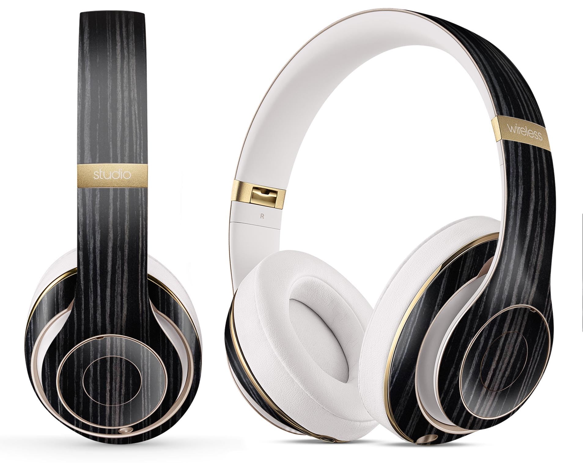 DesignSkinz - Compatible with Beats Studio Pro - Skin Decal Protective Scratch Resistant Vinyl Wrap - Black Wood Texture