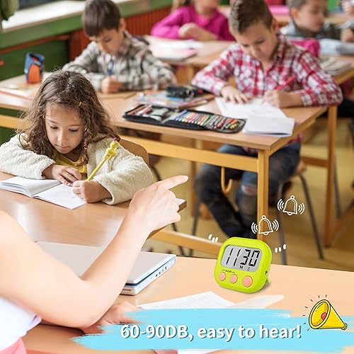 Miniatura 3 de Temporizadores de aula para profesores y niños, temporizador digital magnético grande, suministros para profesores, paquete de 2, verde y blanco