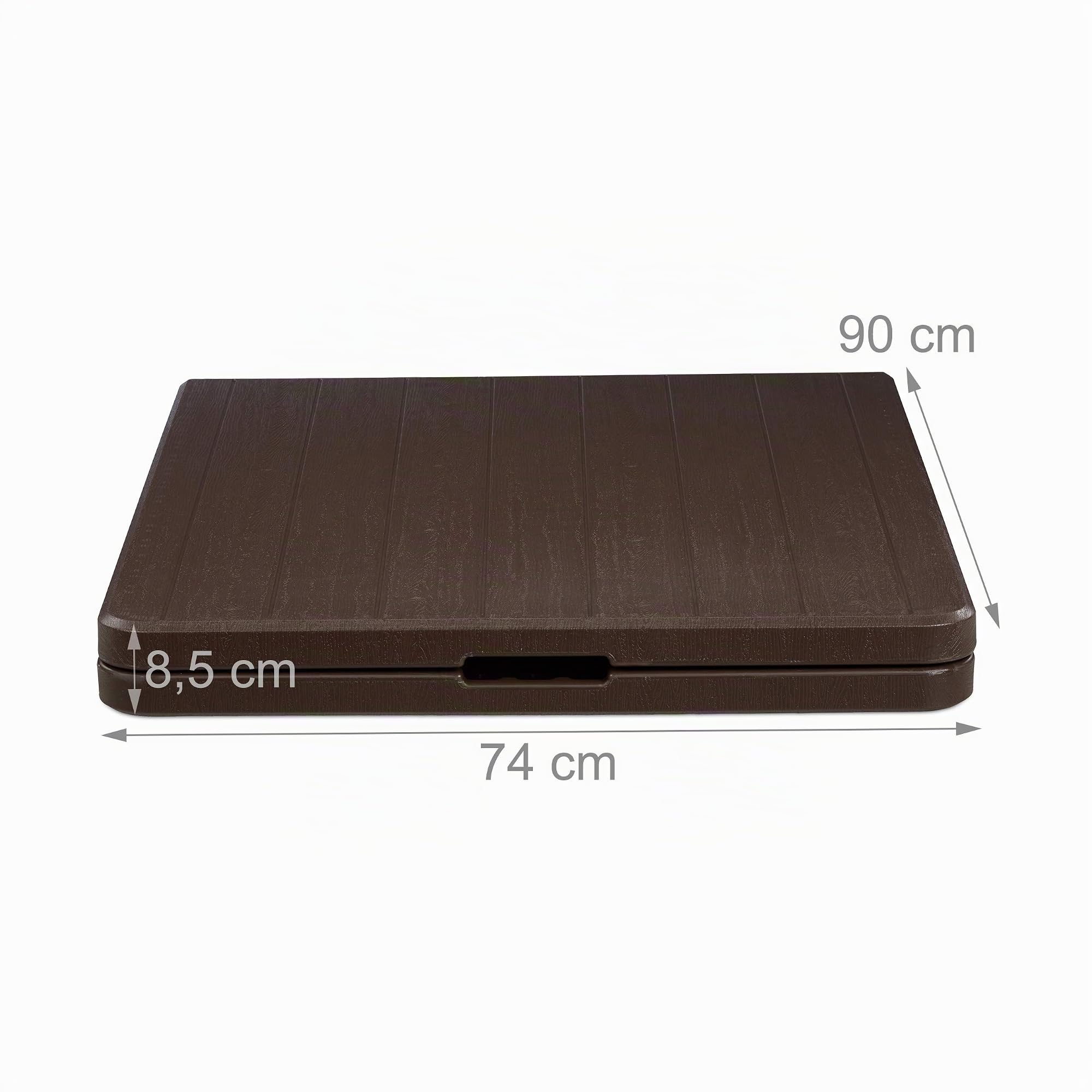 Relaxdays Tavolo Giardino, Aspetto Legno, Pieghevole, Plastica & Metallo, Esterni, Bistrò HLP: 73 x 180 x 74 cm, Marrone