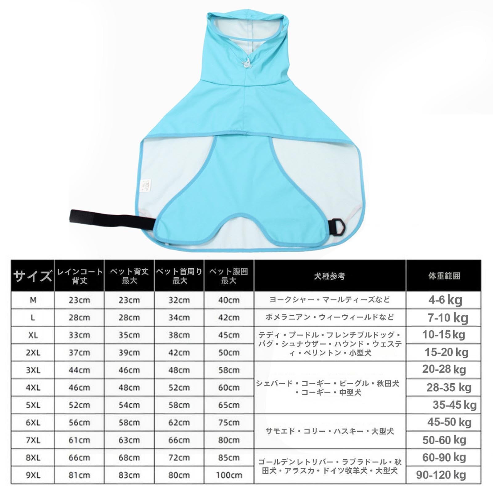 predolo Poncho pour Chien Veste Pluie Imperméable avec Capuche Réglable Matière Légère Adaptée Chiens Idéal pour sous La Pluie Promenade, 9XL