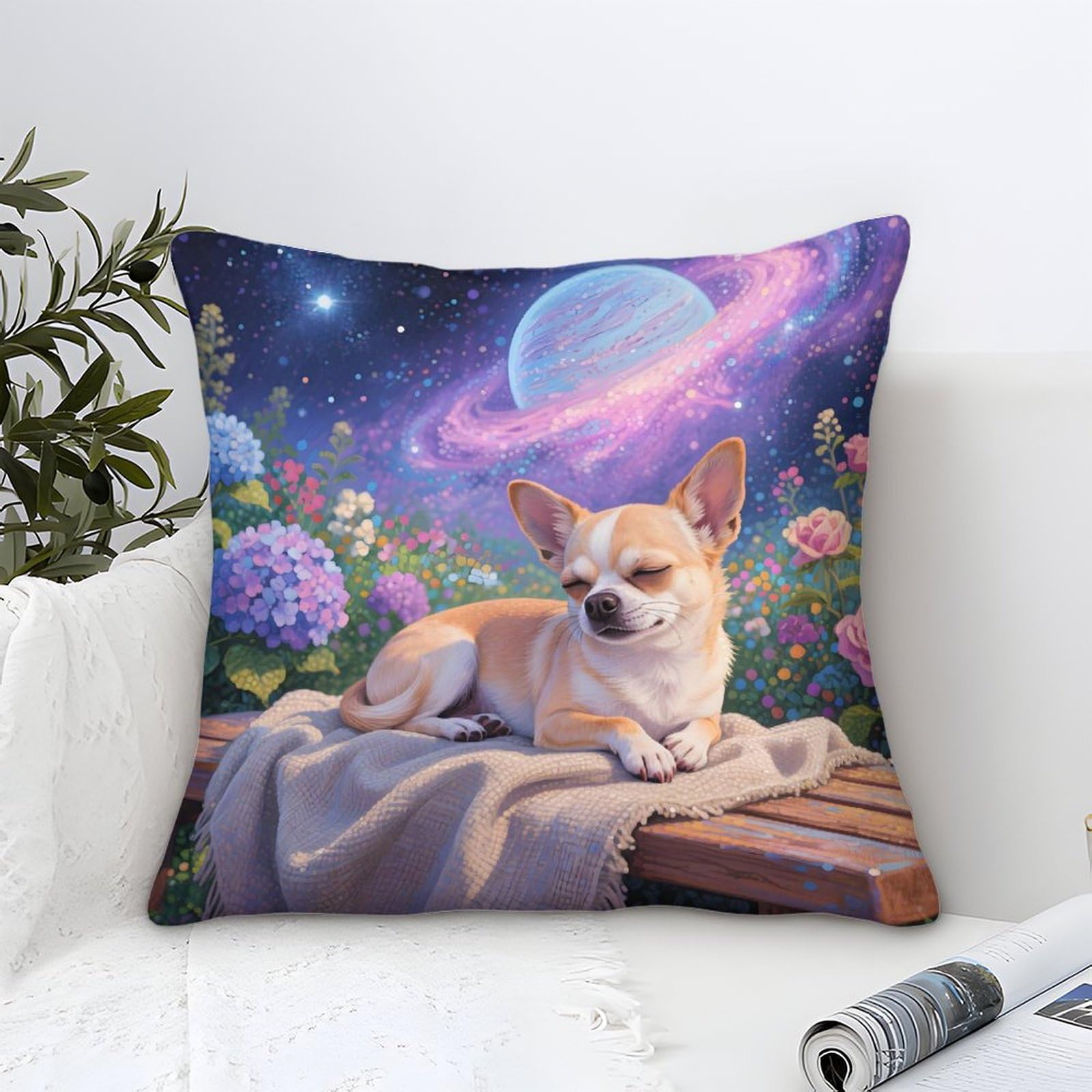 Yyvkpmlxc Style-13 Chihuahua Dog Cushion Cover Modern Art,Pet Dog Pattern Pillow Case,Soft Polyester Throw Pillow Cover Home For Livingroom Outdoor Garden Couch Sofa Decor 50X50cm