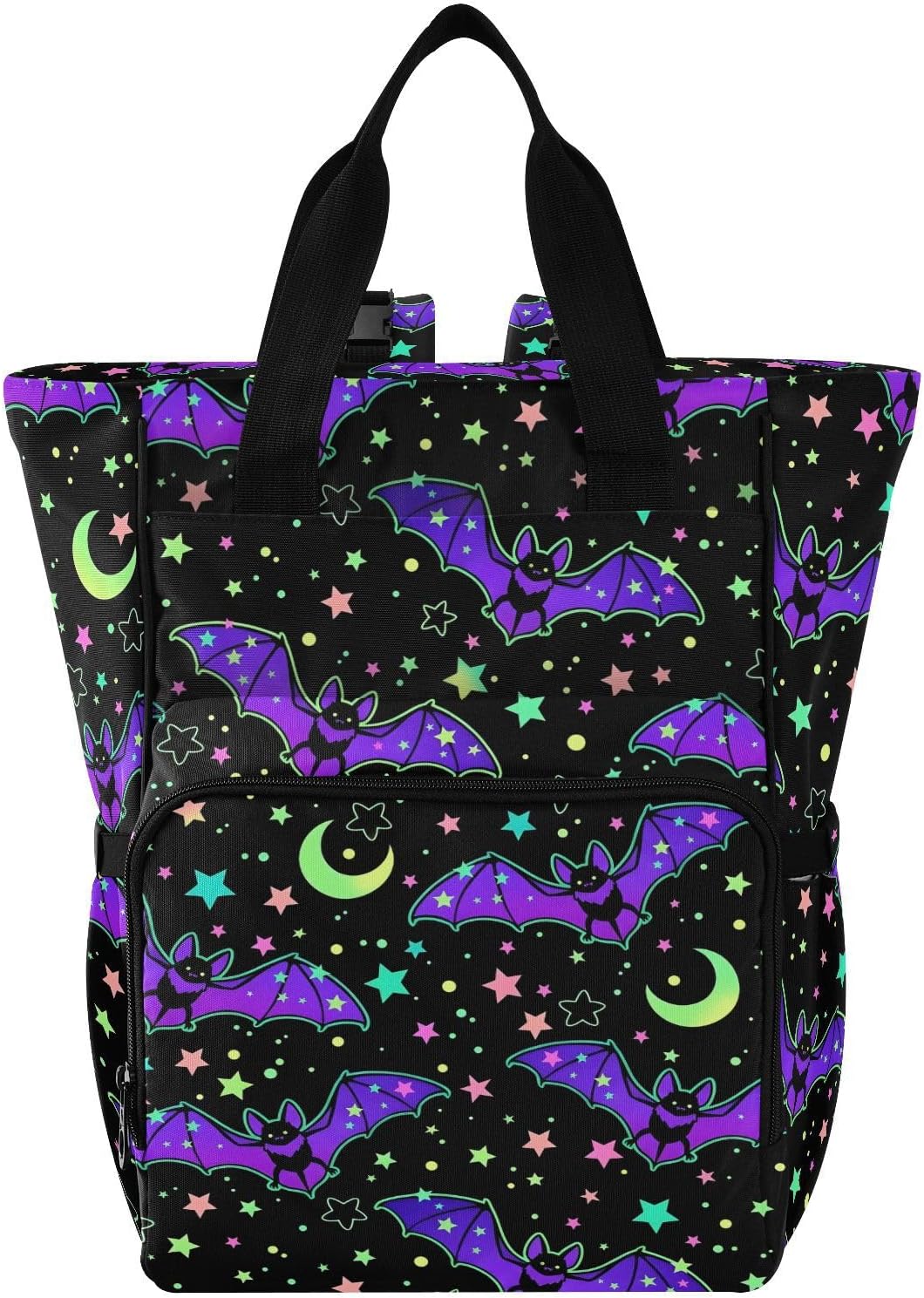 MNSRUU Diaper Bag Magic Galaxy Bat Diaper Bag Backpack Multifunction Travel Diaper Bag Tote Large Capacity Diaper Changing Backpacks for Moms Dads