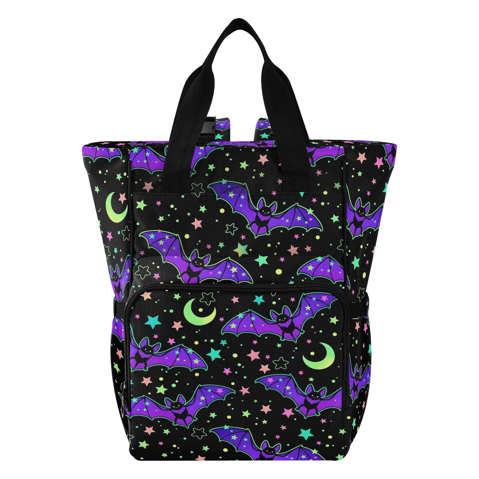 MNSRUU Diaper Bag Magic Galaxy Bat Diaper Bag Backpack Multifunction Travel Diaper Bag Tote Large Capacity Diaper Changing Backpacks for Moms Dads