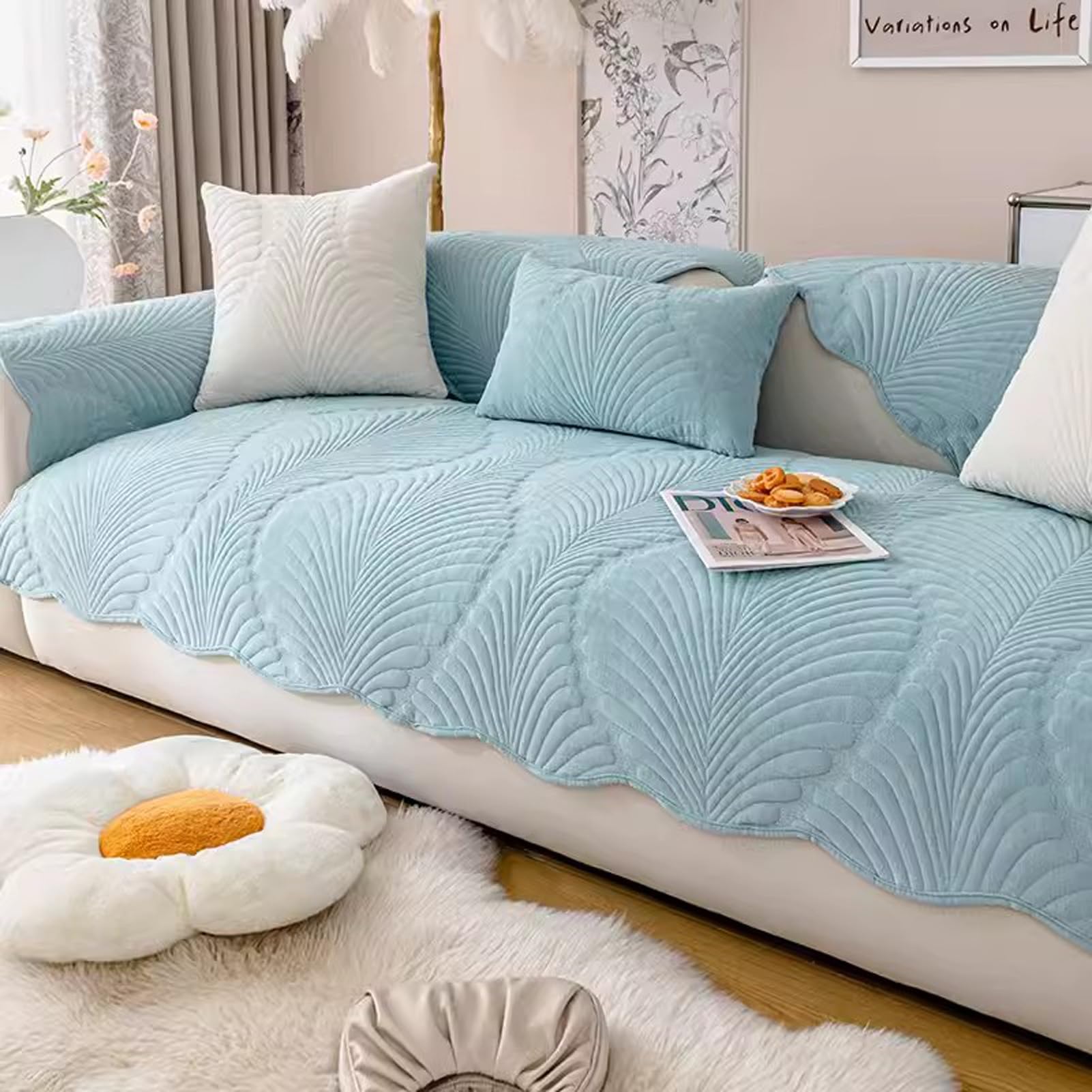 SCLOBOCouch Cover for 3 Cushion Couch, Universal Sofa Cover, Anti-Slip L Shape Sofa Covers, Couch Sofa Cover for Living Room