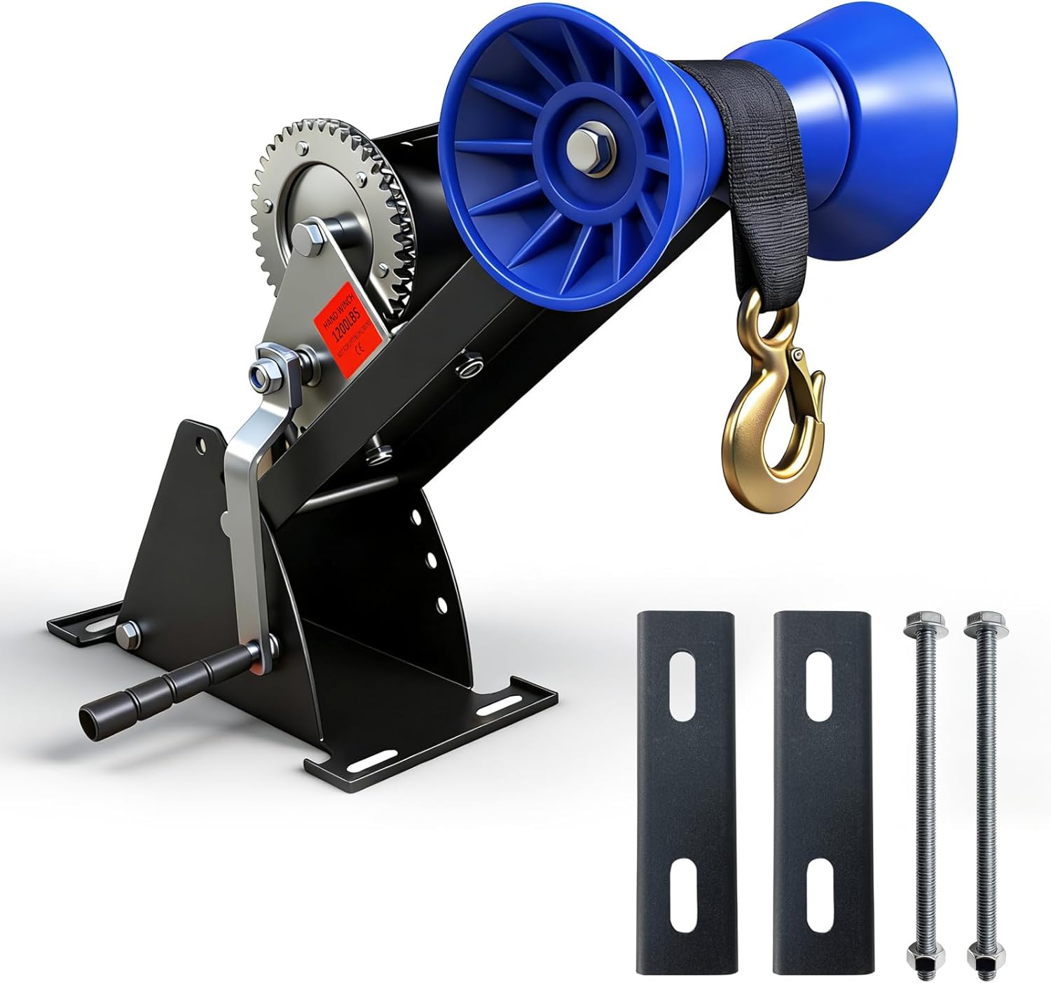 1200LB Boat Trailer Winch Stand with Galvanized Adjustable Mount Post & Roller - Fits 3" to 4" W x 4" H Trailer Tongue, Includes Ratchet Winch Kit