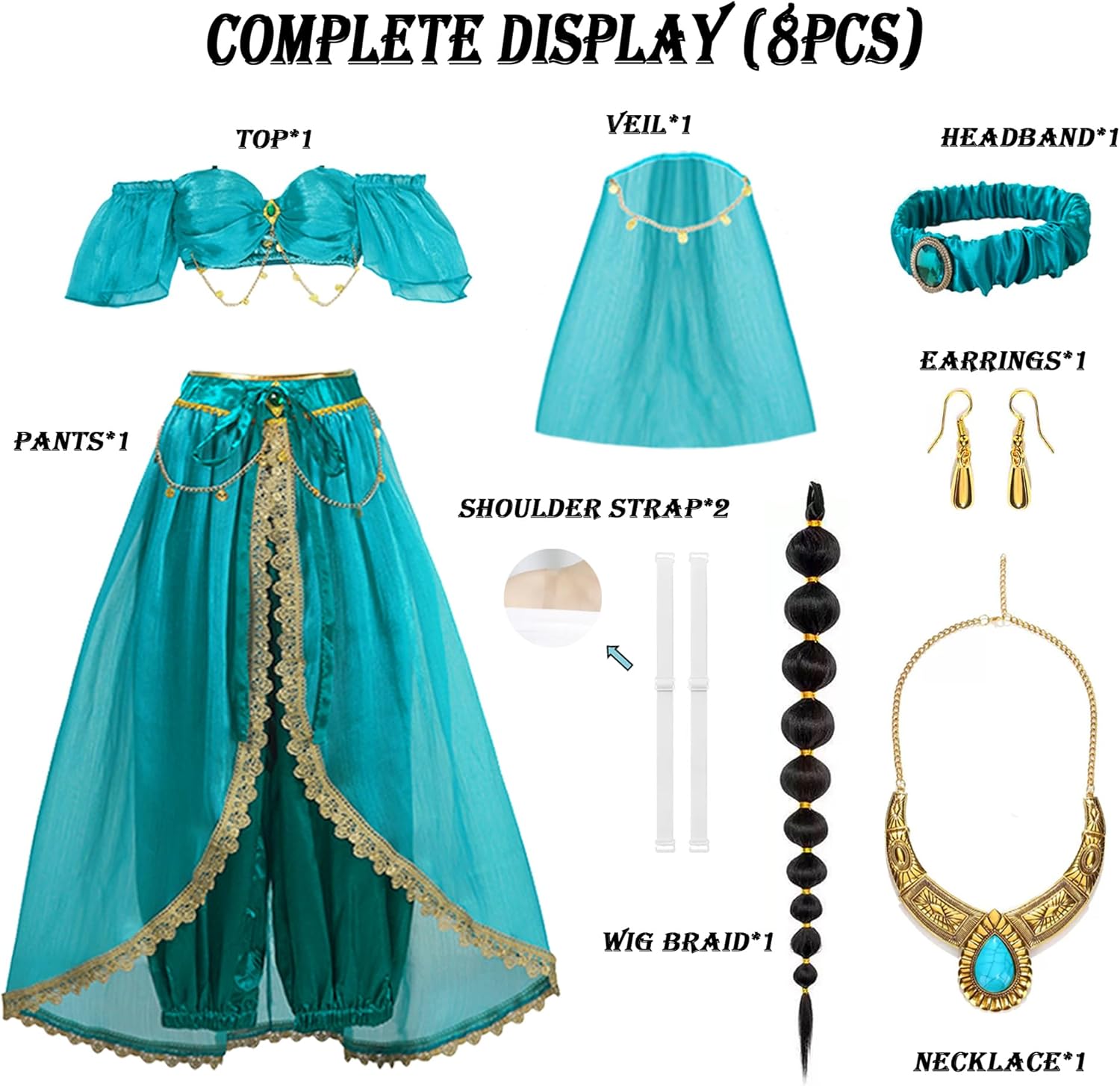 Women Arabian Princess Fairy Costume Set Adult Halloween Dress with Accessories