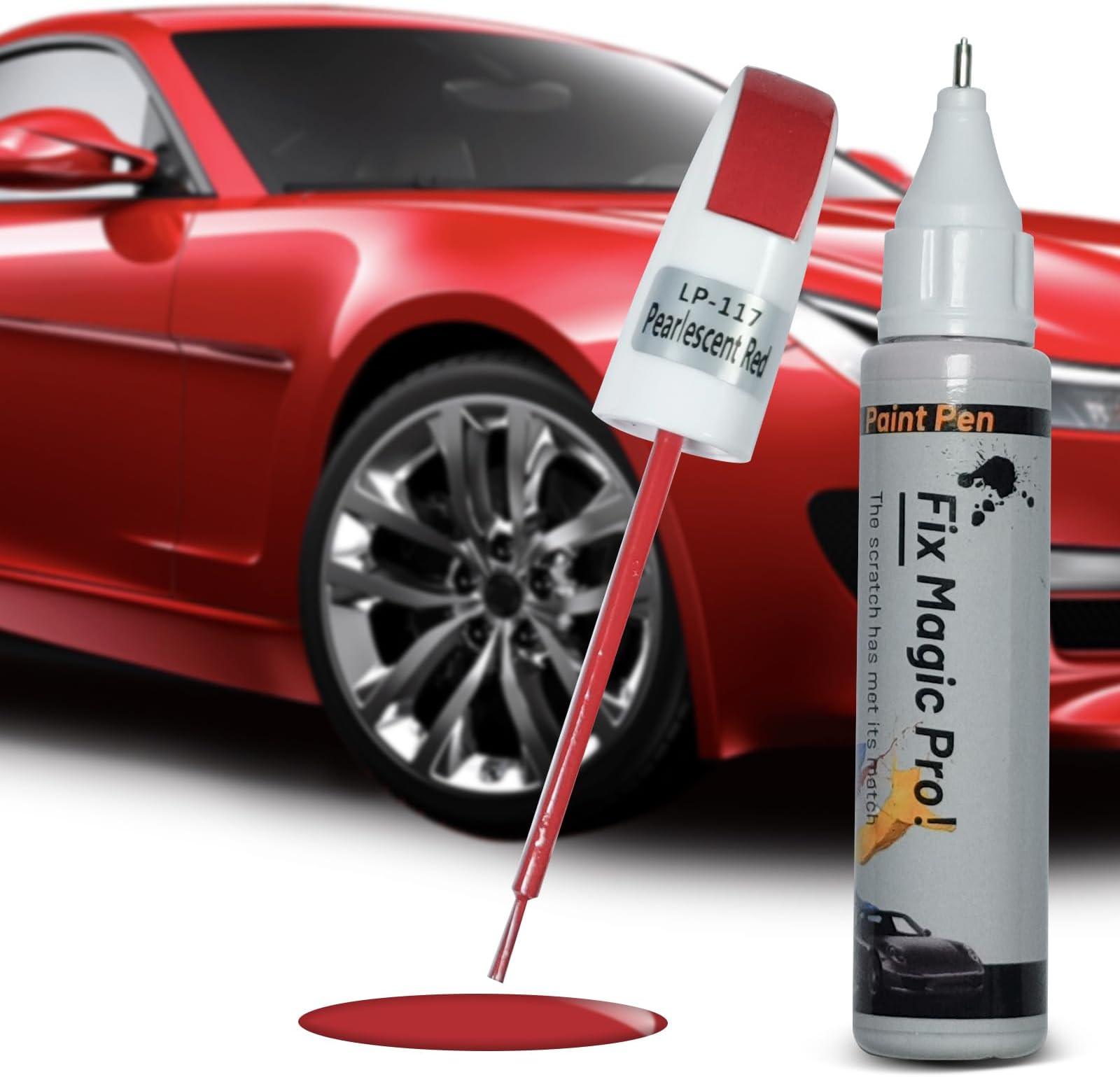 Ouzorp Car Touch Up Paint Black Fill Pen Scratch Repair Two-In-One(PEARL RED)
