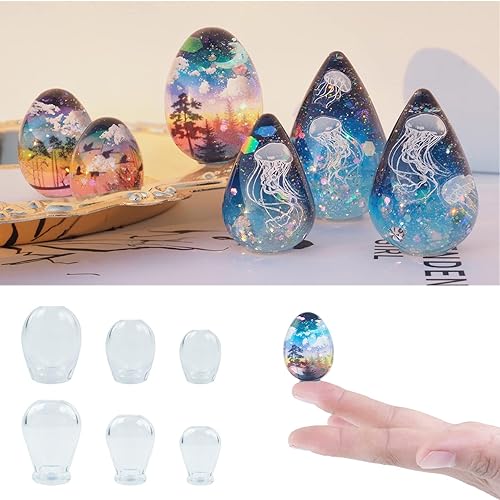 6 moldes de resina en forma de huevo y gota de agua de alta transparencia, moldes de resina epoxi de gota de agua para huevos, moldes de esferoides