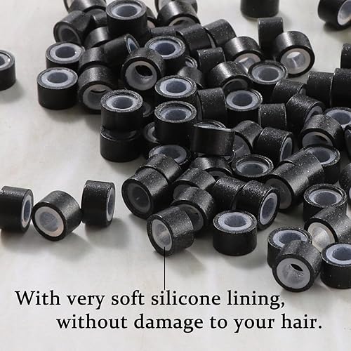 Miniatura 2 de 2500 piezas de extensiones de cabello con microanillos y cuentas, cuentas forradas de silicona de 0.197 in para extensiones de cabello humano,