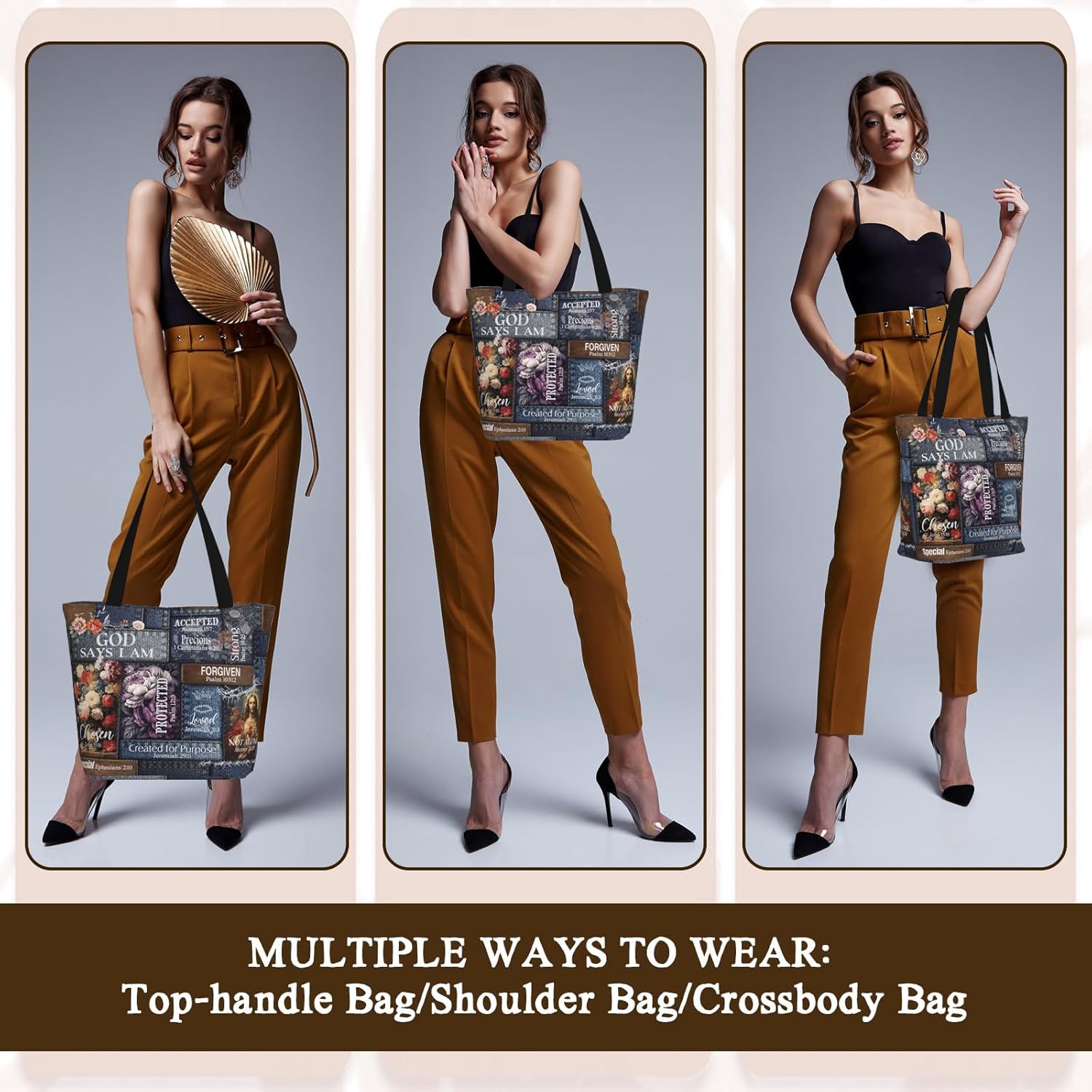 Bible Tote Bags For Women Christian Tote Bags For Women Religious Shoulder Bag Scripture Reusable Grocery Bag - Image 4