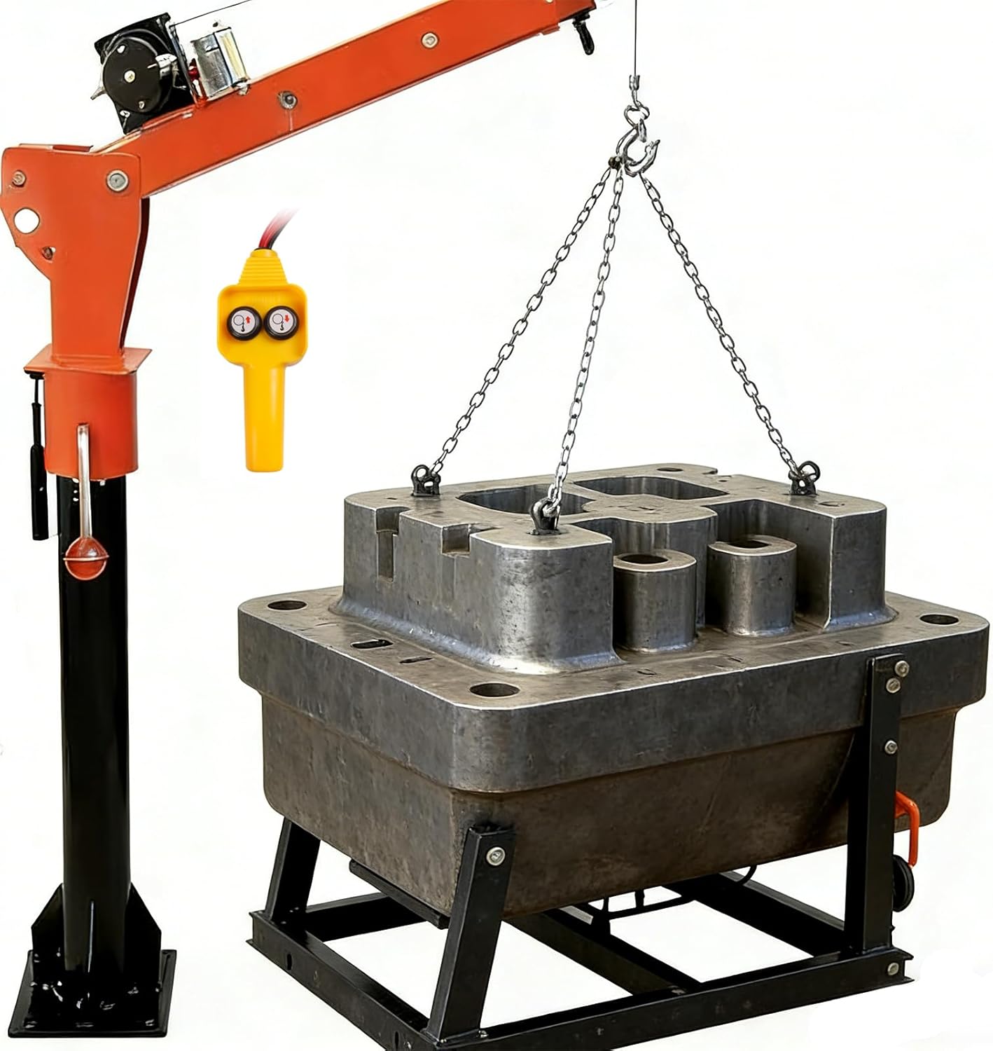 Pickup Truck Crane 1100 LBS Capacity, 2100 LB Electric Winch with Remote, 360° Swivel Folding Truck Bed Crane, Heavy Duty Adjustable Jib Crane