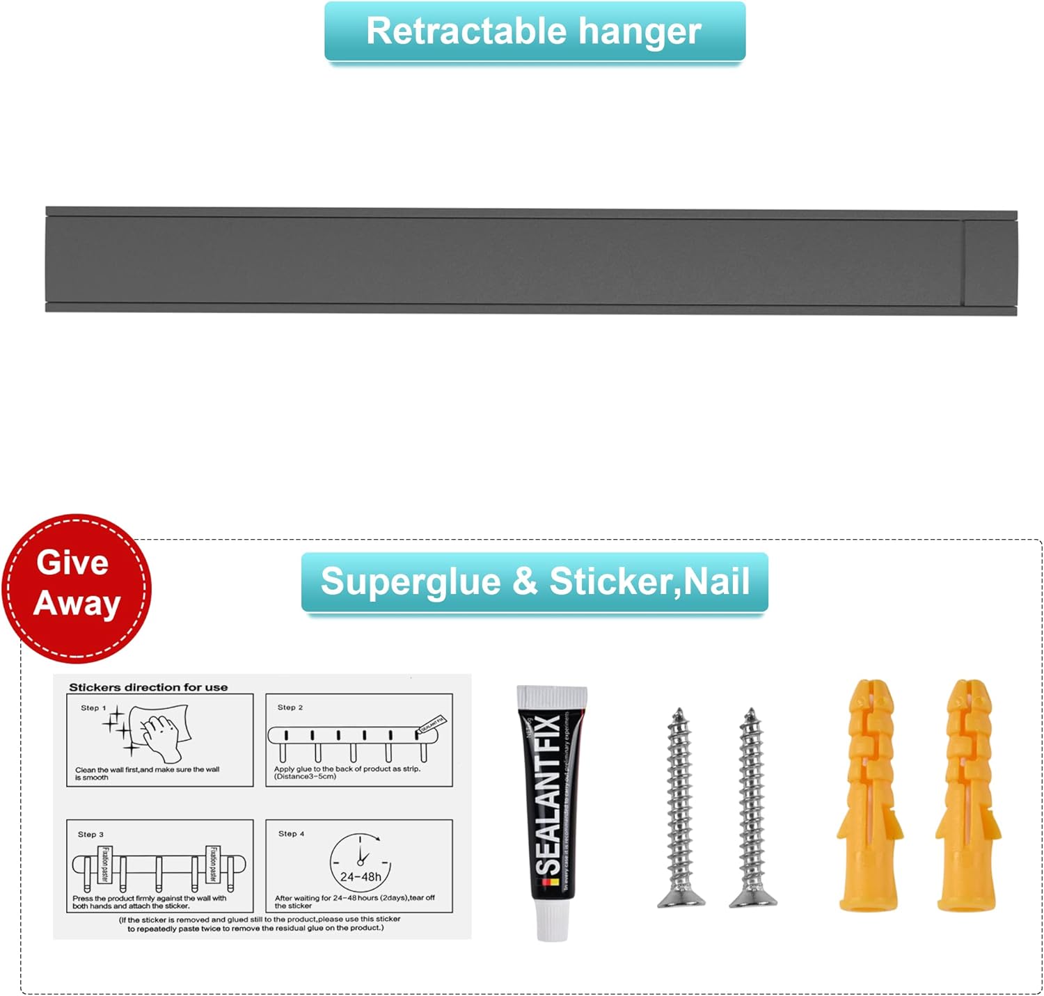 Wall Mounted Drying Rack - Foldable Aluminum Clothes Hanger, Retractable Space Saving Laundry Organizer, 65 lbs Capacity (Gray)