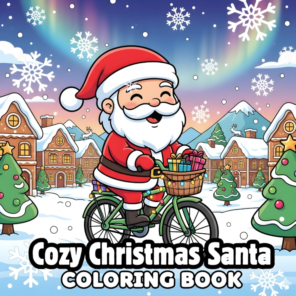 Cozy Christmas Santa Coloring Book: Funny, Adorable & Cool Santa Designs | Bold and Easy Christmas Coloring Book for Adults and Kids