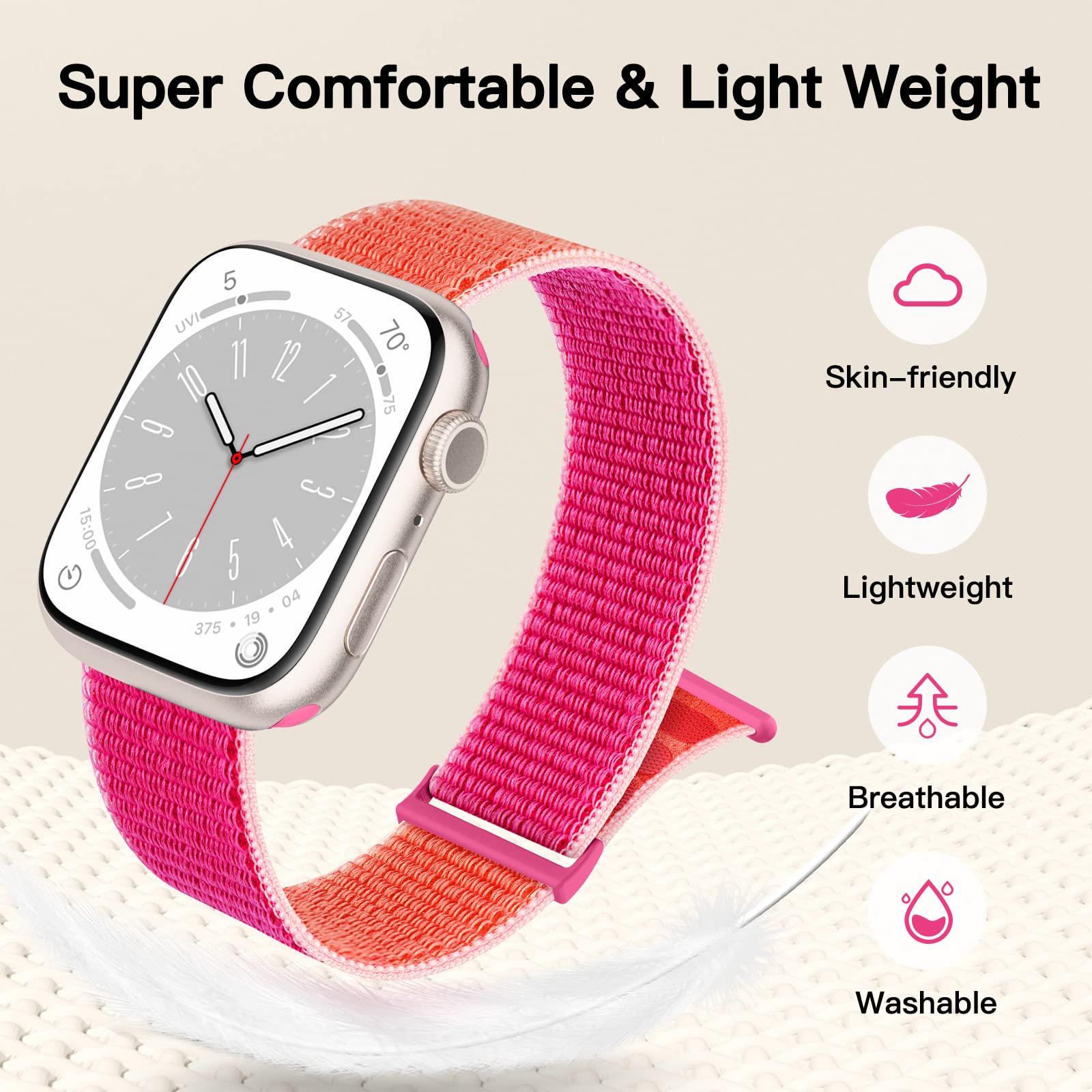 Yoohoo Nylon Cinturino Compatibile con cinturino Apple Watch 38mm 40mm 41mm 42mm(Series 10) uomo donna, cinturino sportivo regolabile per iWatch Serie 10 9 8 7 6 5 4 3 2 1 SE SE2 Ultra Ultra2