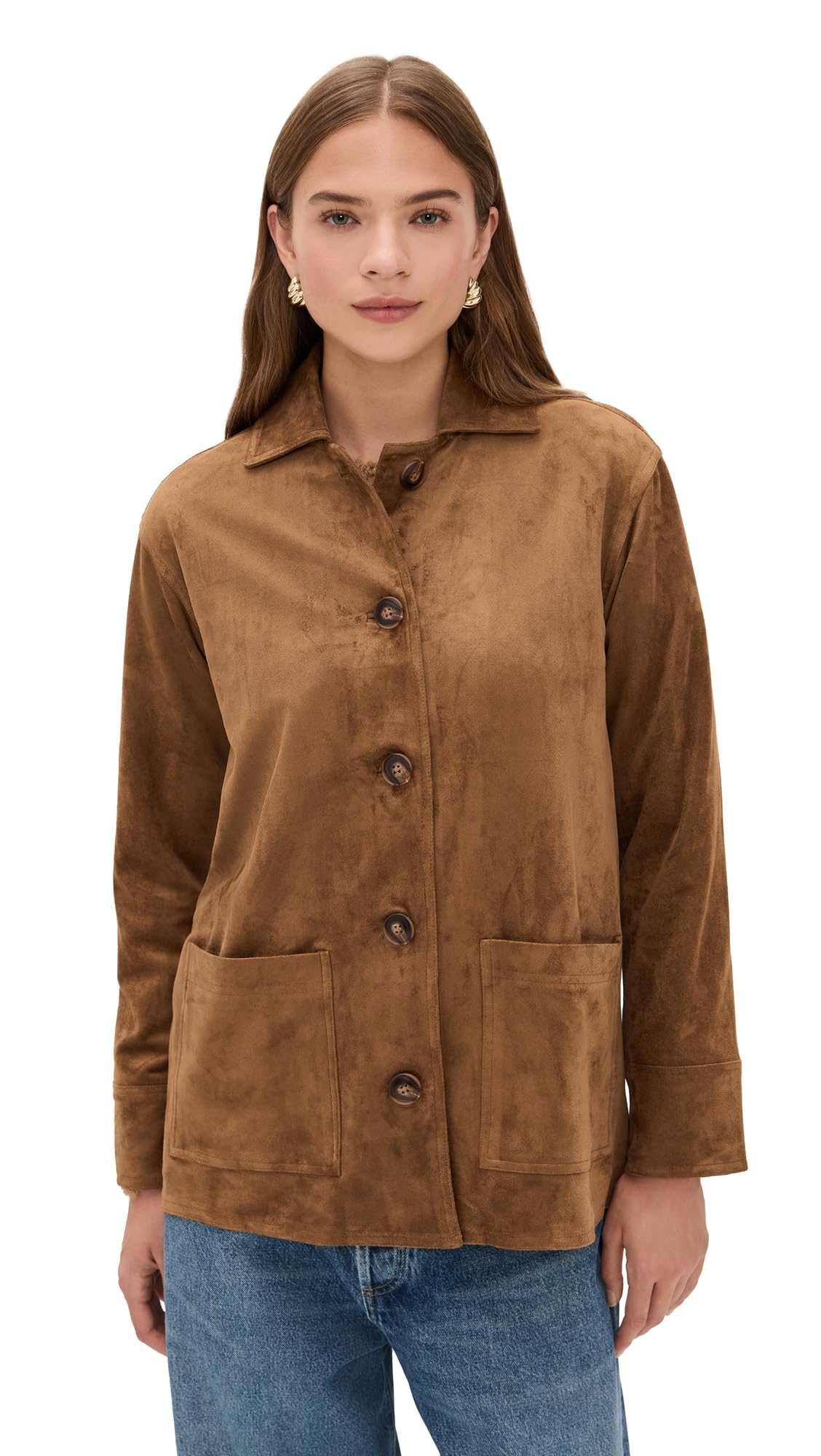 Z Supply Womens Decker Faux Suede Chore Jacket