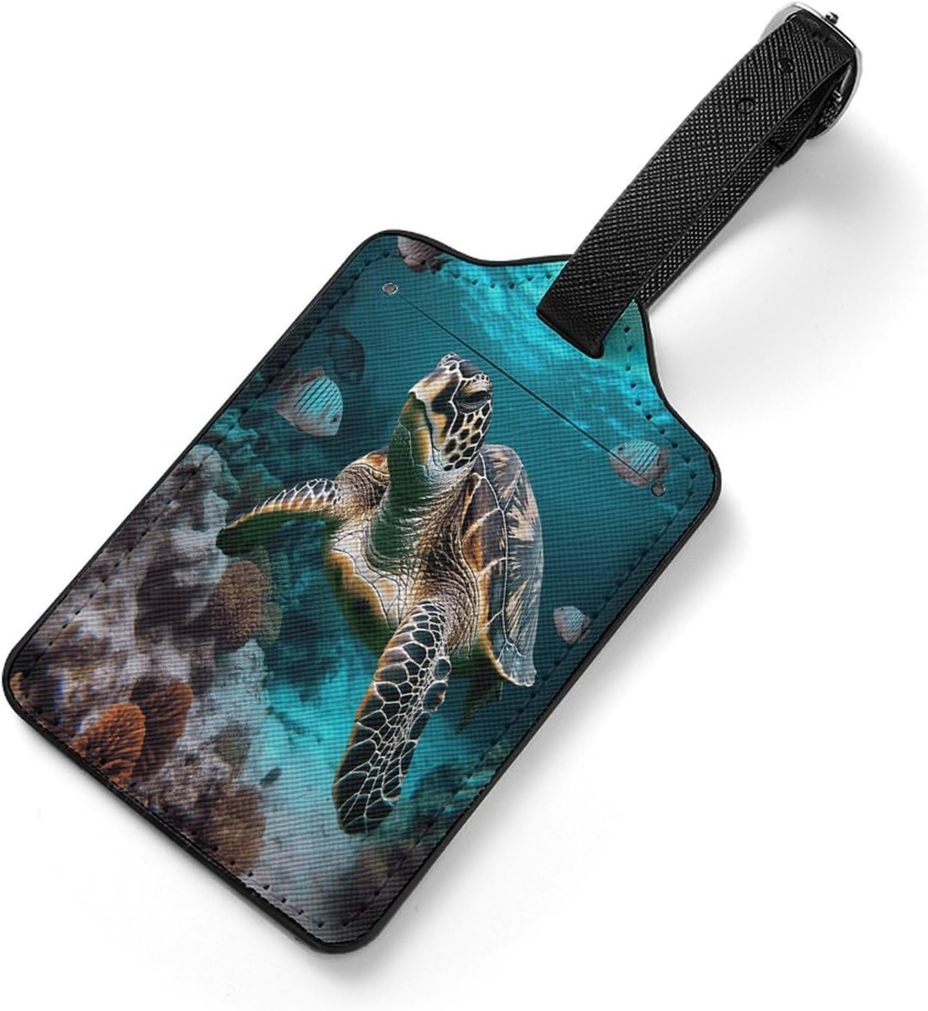 Ocean Animal Turtle PU Leather Luggage Tag for Suitcases