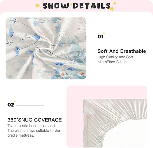 Miniatura 5 de Kigai Fitted Crib Sheet for Boys & Girls Daisy Pattern Soft Breathable Unisex Baby Sheets for Standard Crib and Toddler Mattresses 39 x 27 in