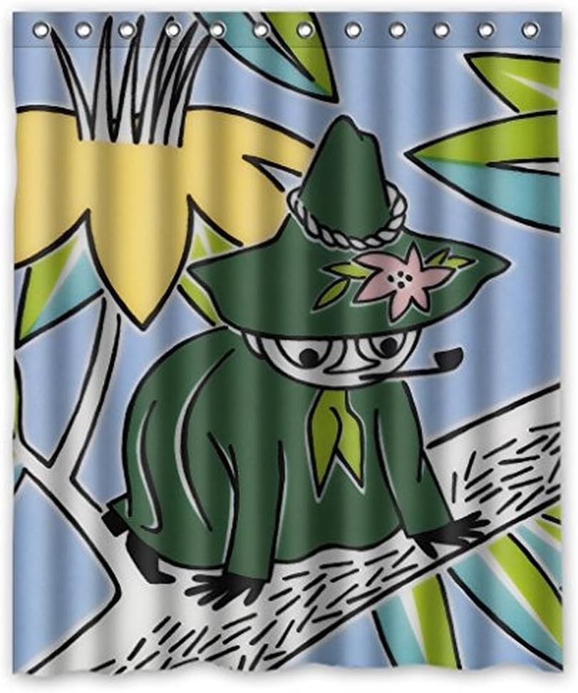Custom Diy Lovely Moomin Cartoon Design Fabric Window Curtains 52 x 63 (One Piece)with Hooks Hooks Attached