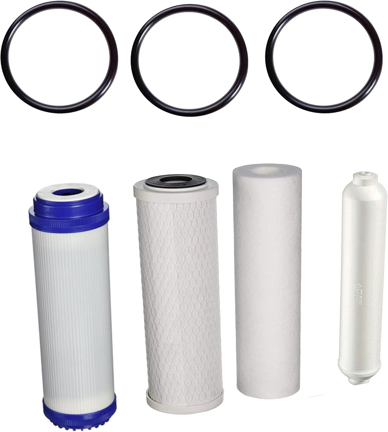 CFS – 4 Pack 6 Stage RO Water Filter Set Includes Carbon Block, PP Sediment, GAC & Inline Filter with 3 O-Rings Compatible with HX-RO Models – 2.5" x 10" Inch