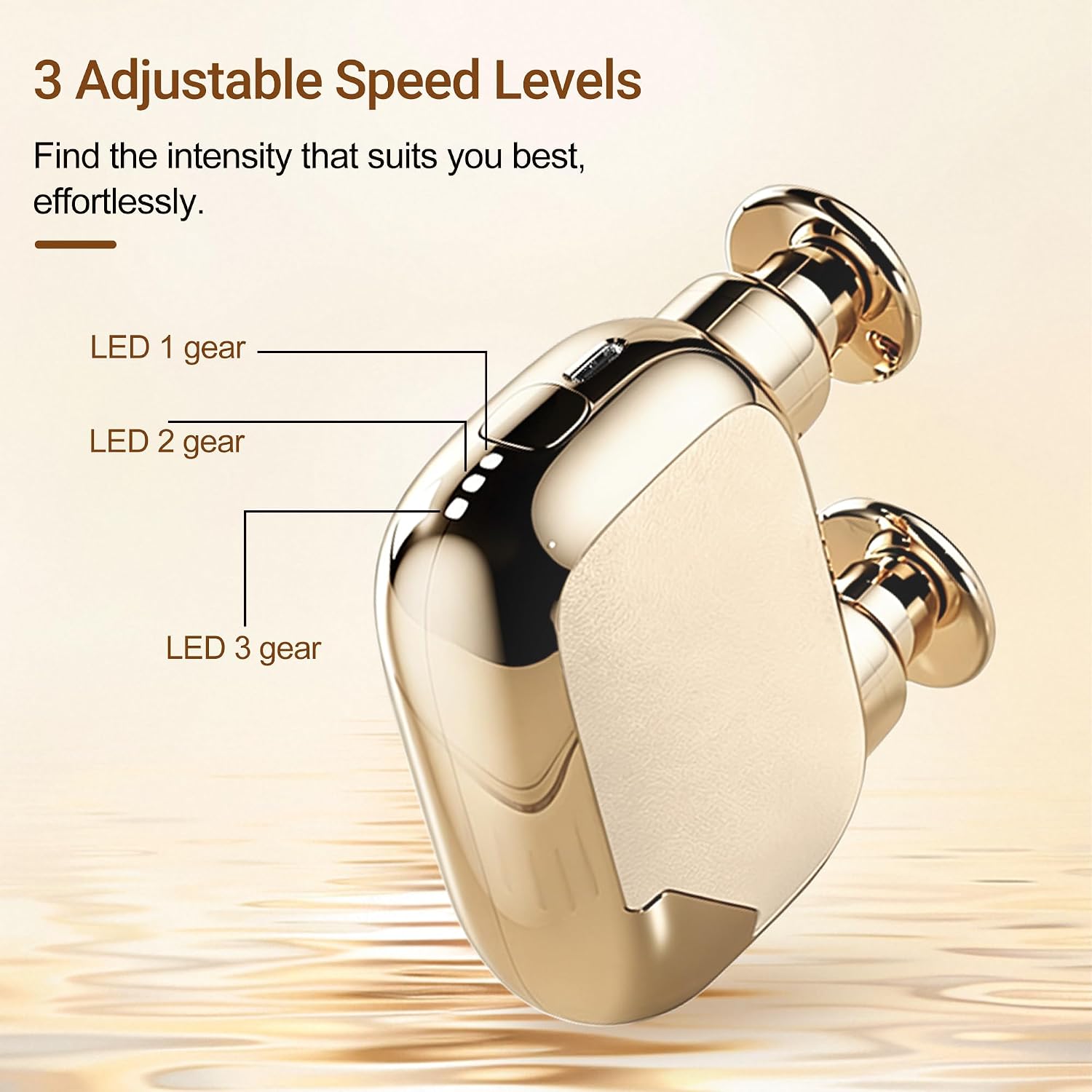UFFAE Mini Dual-Head Massage Gun, Portable Deep Tissue Massager for Pain Relief, Muscles/Neck/Shoulders/Arms/Legs Massager with 4 Massage Heads & 3 Speed Levels, Golden