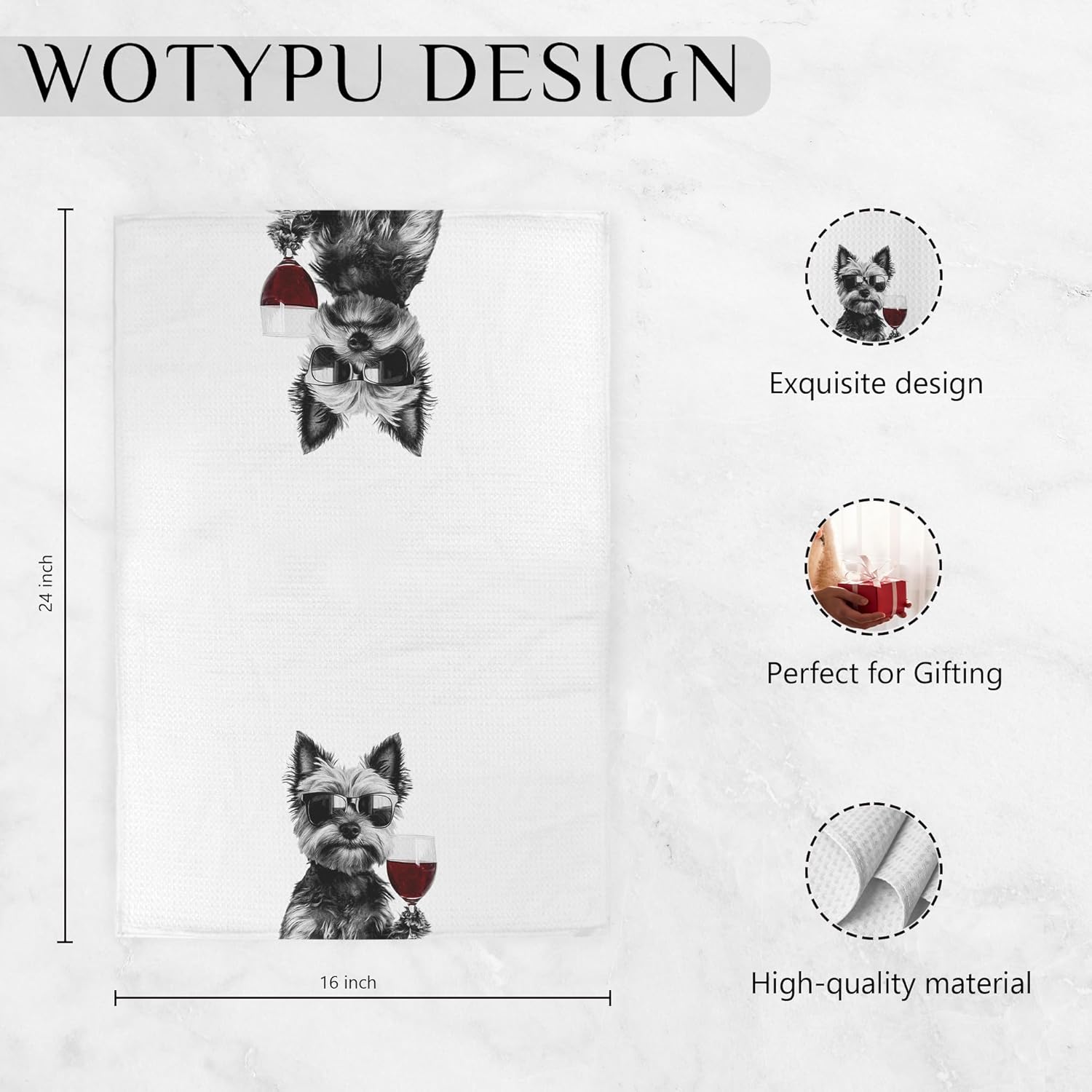 Funny Yorkshire Terrier Kitchen Bar Towels, Yorkie Gifts for Women Men, Gifts for Wine Beer Lovers Decorative Hand Towels for Kitchen Bar Cart Decor,16x24 Inch Set of 2 - Image 6