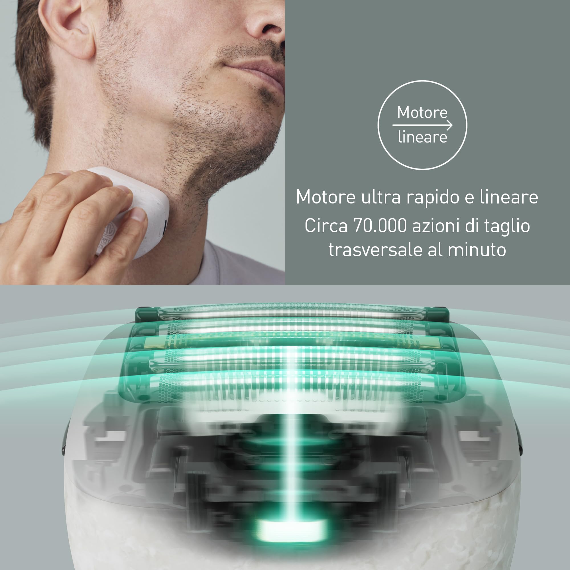 Panasonic ES-PV6B-W803 Serie 900s Shaver, Rasoio Elettrico da Uomo Wet & Dry a 5 Lame, Sensore Barba Reattivo, USB-C, Custodia, NAGORI® Bianco Marmo - 5