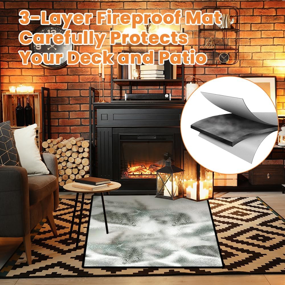 Flintronic Mata do paleniska 100 x 100 cm mata pod grilla do grilla na świeżym powietrzu kempingowa tkanina ognioodporna na grill trawnik piknik