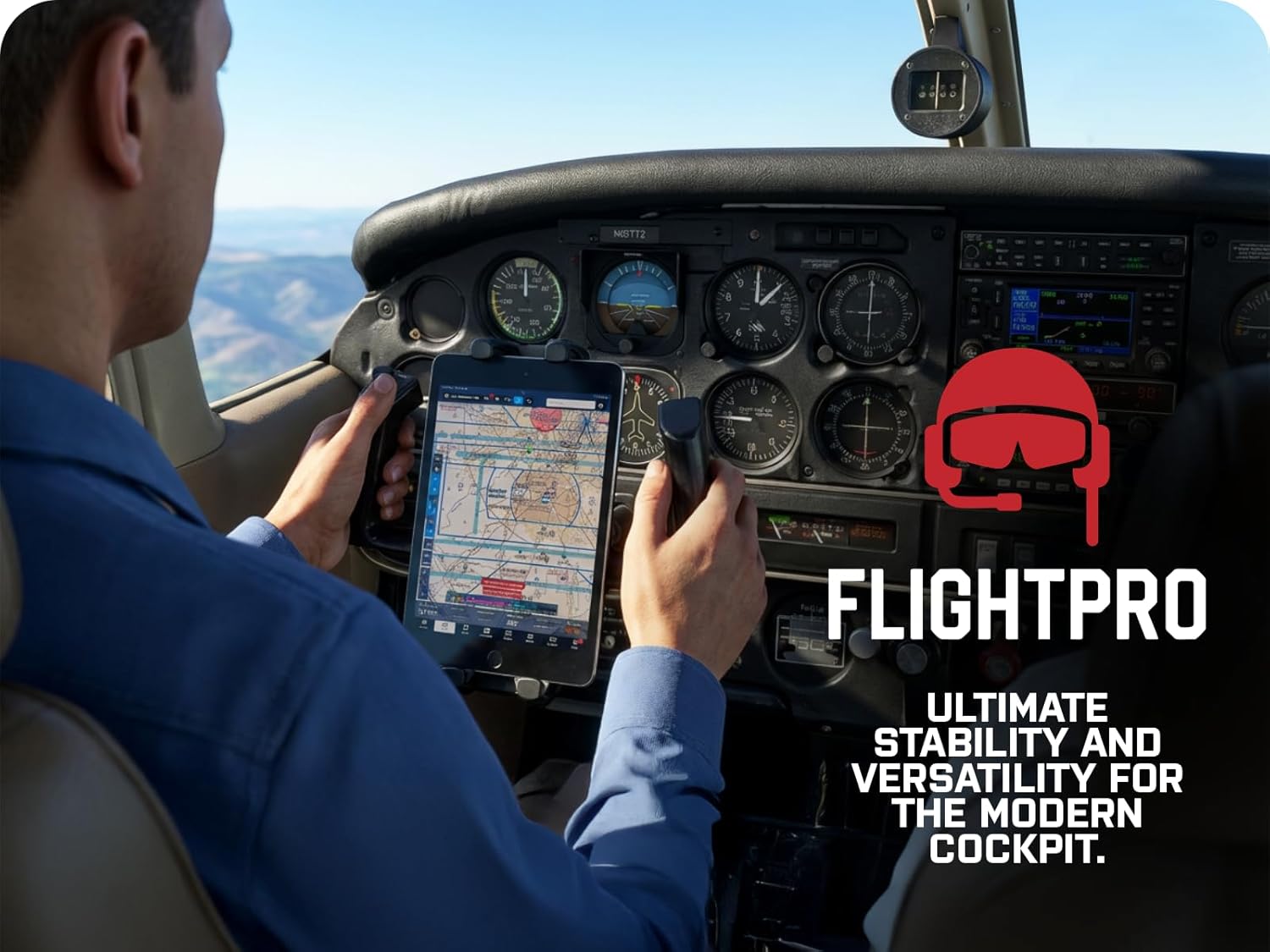 ProAviator Suction Cup Mount - Curved Arm - Supports Multi Angle Display - for Pilots, General Aviation (ProAviator: iPad Mount)