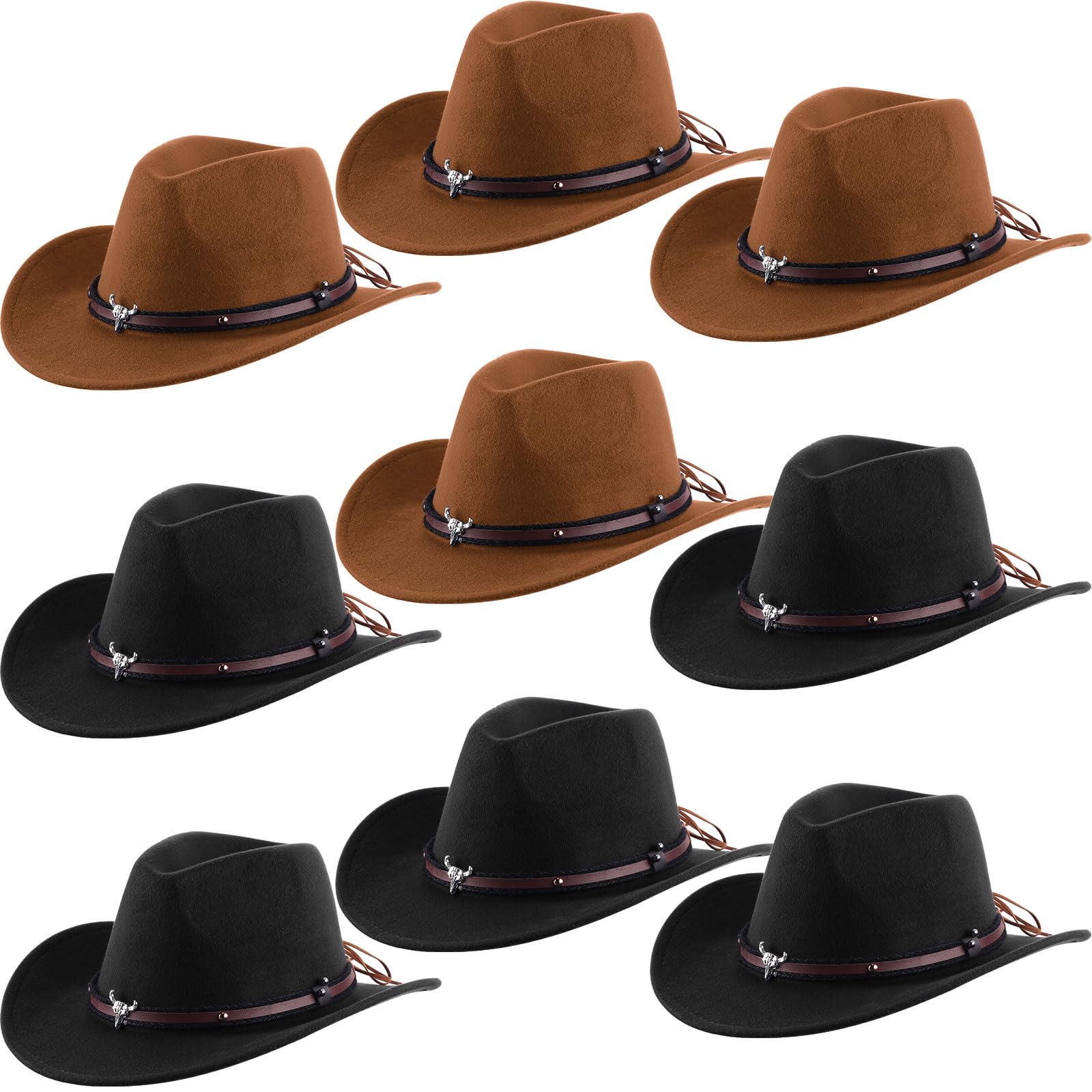 Toulite Western Cowboy Hats Faux Felt with Strap Bulk