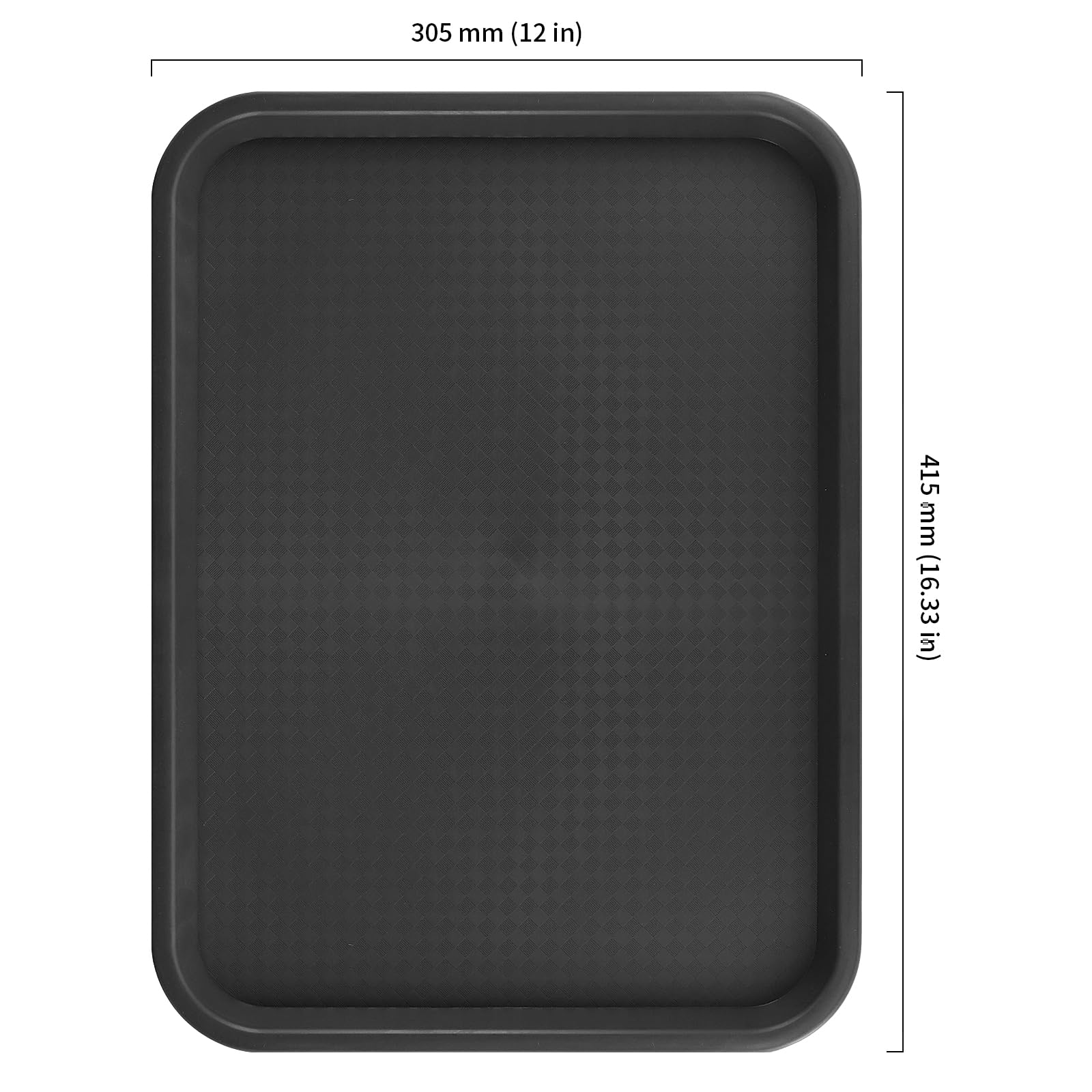5 bandejas de plástico rectangulares de 40 x 30 cm, Bandeja de Comida rápida Negra, Bandeja Grande de plástico Antideslizante para Restaurante, cafetería, Cocina