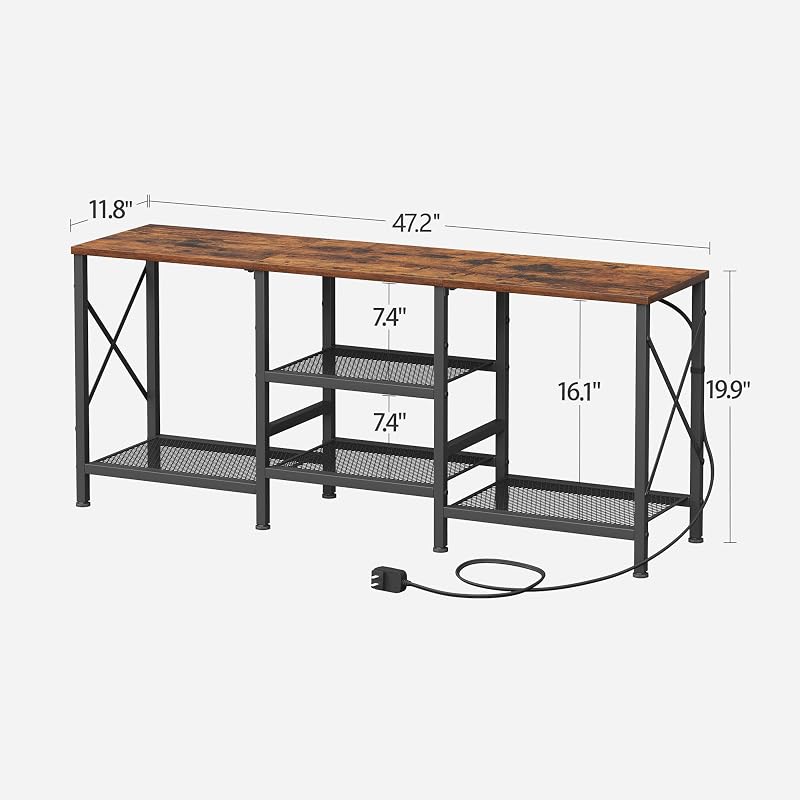 JARHETUN TV Stand with LED Lights for 55 Inch TV, Entertainment Center with 3-Tier Open Shelves, TV Console Table for Living Room, Bedroom, Rustic Brown image 3